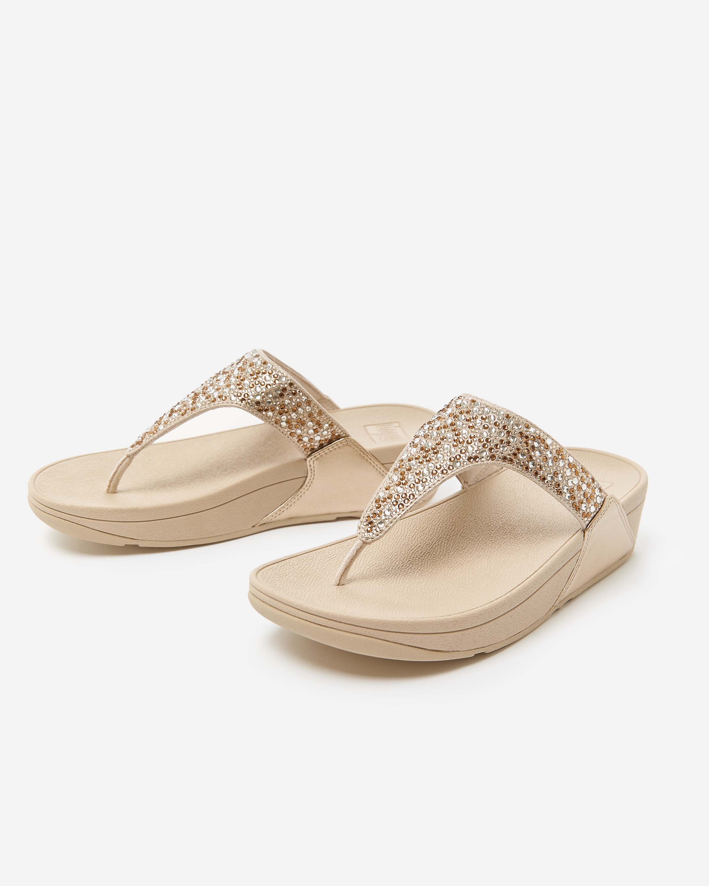 Fitflop Zehentrenner »LULU CRYSTAL-MIX METALLIC TOE-POST SANDALS«  Keilabsatz, Plateauschuh, Dianette mit mehrfarbigen Strasssteinchen