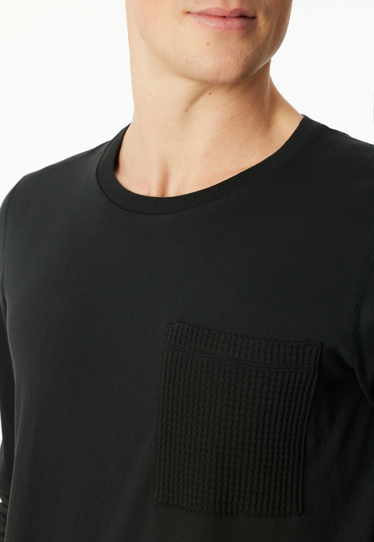 Schiesser Schlafanzug »Modern Nightwear« 2 tlg. seitliche Taschen, Brusttasche, Langarm, Baumwolle, Single Jersey