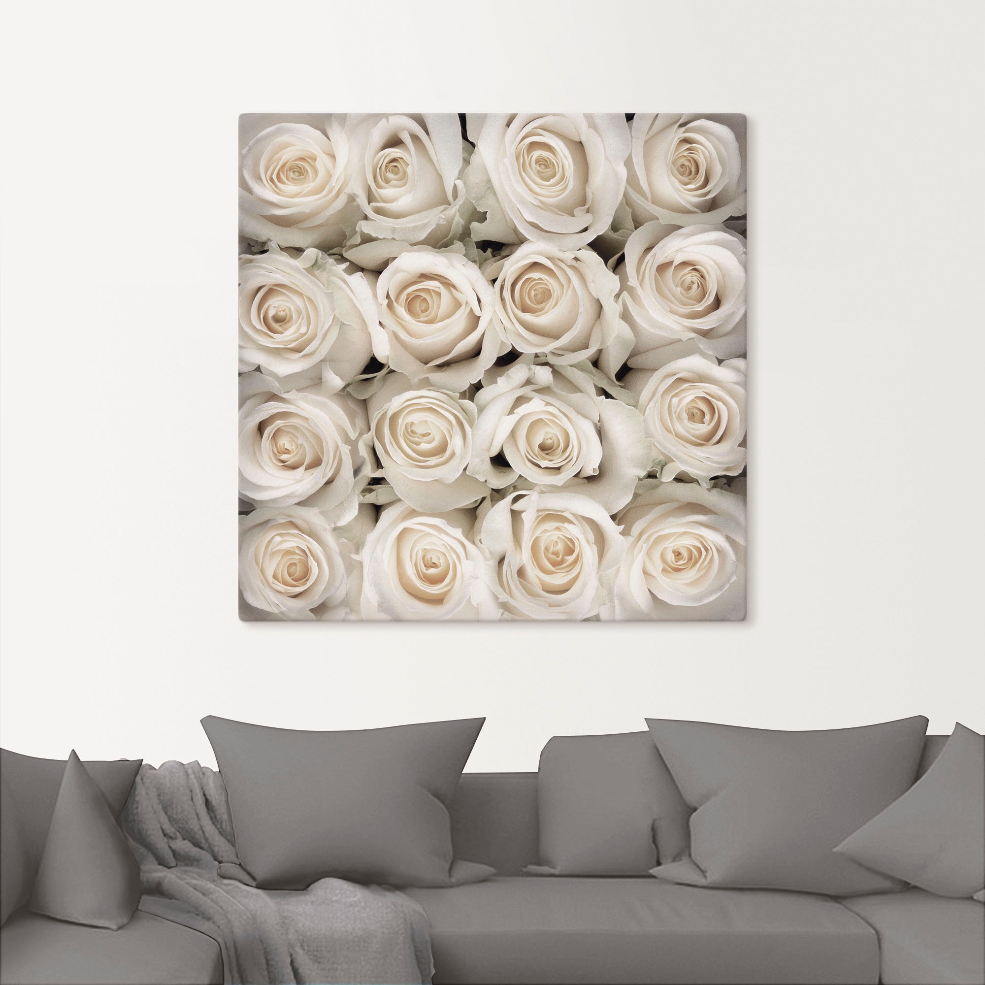 Artland Leinwandbild »Weiße Rosenkreation«, Blumen, (1 St.), auf Keilrahmen gespannt