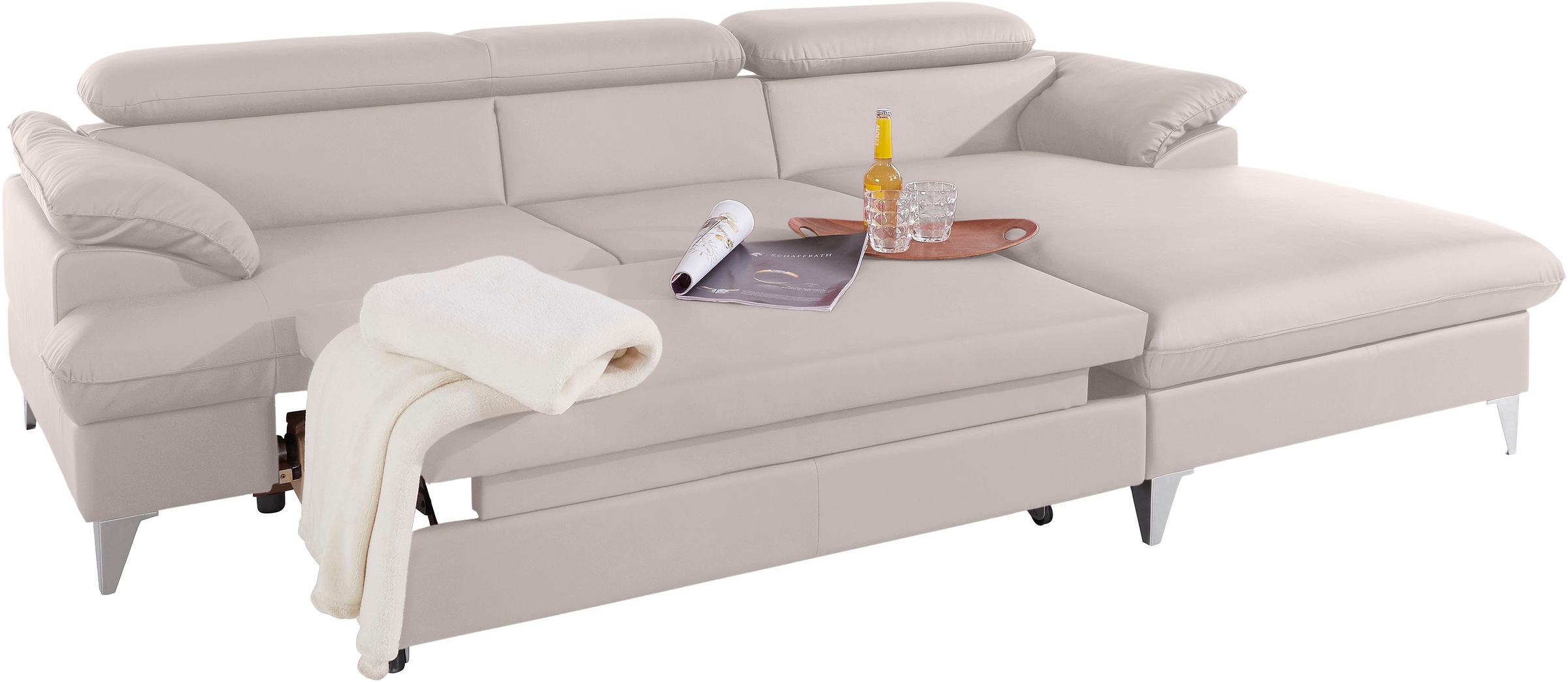 COTTA Ecksofa »Caluso L-Form«, mit Kopfteilverstellung, wahlweise mit Bettfunktion & Bettkasten