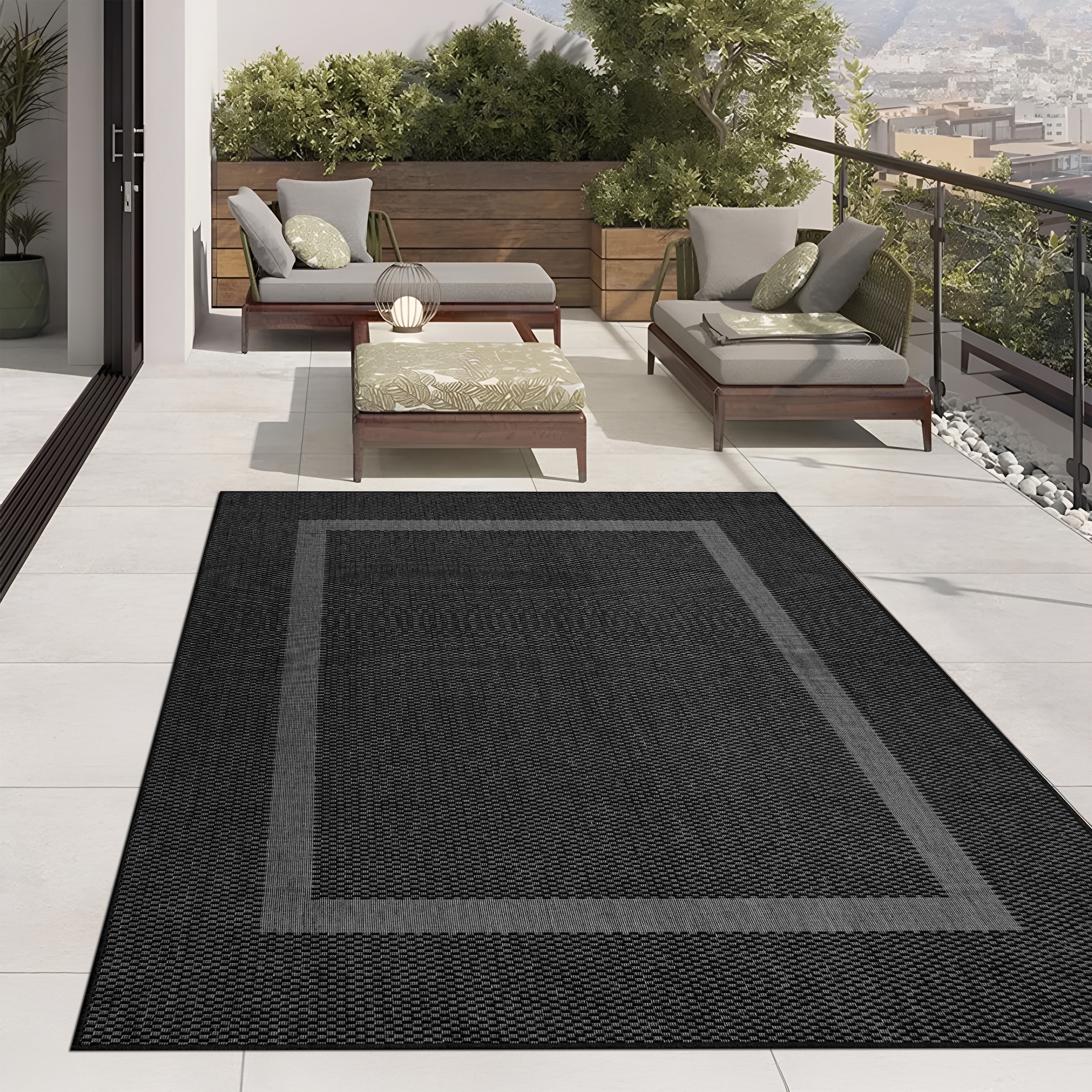 my home Teppich »Venedig Bordüre auch als Läufer erhältlich«, rechteckig, 3 mm Höhe, In- und Outdoor geeignet, Sisal-Optik, Wetterfest & UV-beständig