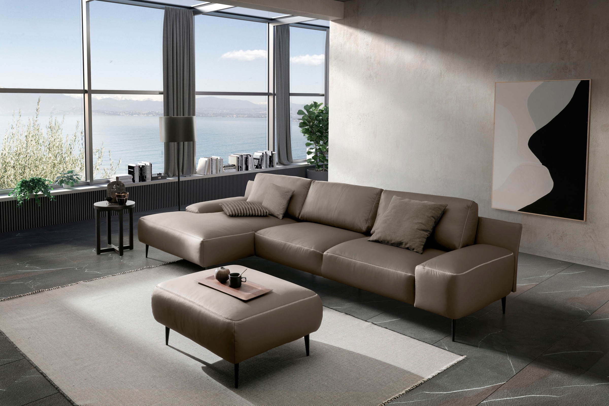 designwerk Hocker »Forma, zeitloser Desighocker mit aktuellem Fuß«, in hochwertiger Verarbeitung & tollem Sitzkomfort