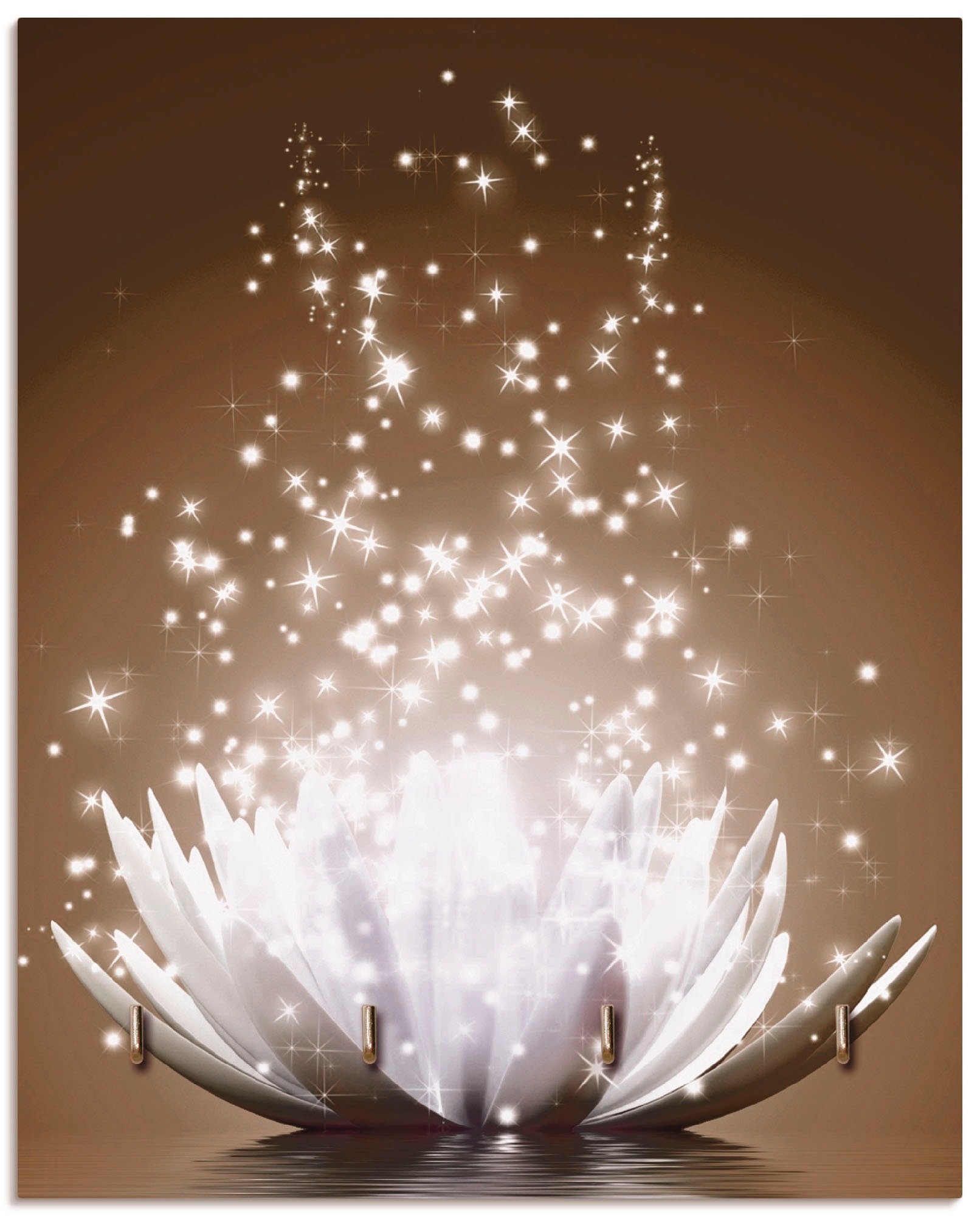 Artland Hakenleiste »Magie der Lotus-Blume braun«, aus Holz mit 4 Schlüsselhaken – Schlüsselboard, Schlüsselbretter, Schlüsselhalter, Schlüsselaufhänger für den Flur – Stil: Modern
