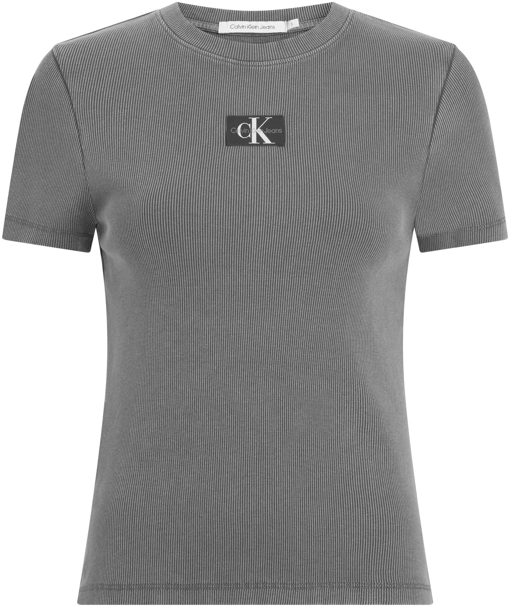Calvin Klein Jeans T-Shirt »WASHED WOVEN LABEL RIB BABY TEE«, mit Logopatch