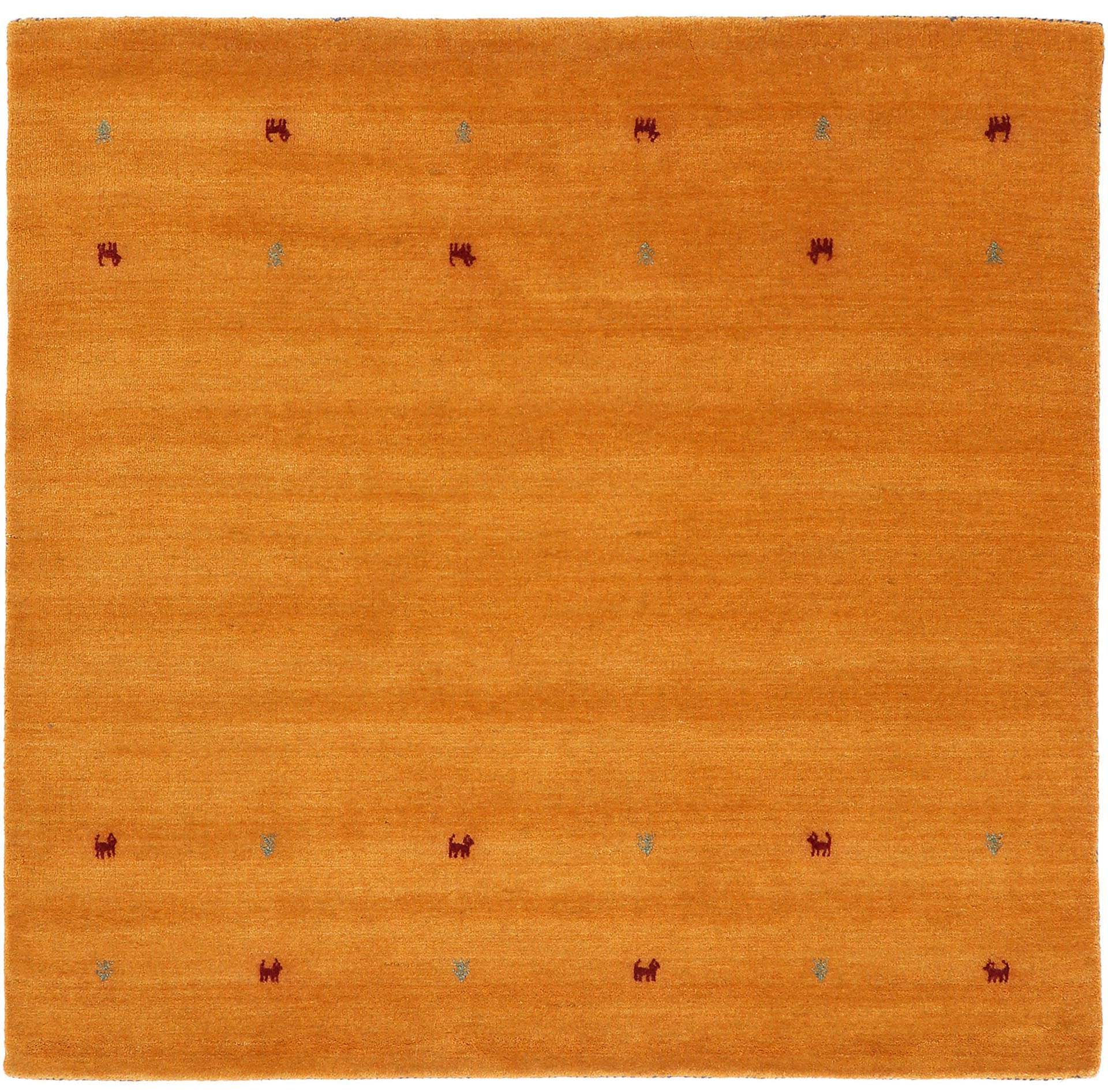 carpetfine Wollteppich »Gabbeh-Uni«, quadratisch, 15 mm Höhe, reine Wolle, handgewebt, Gabbeh Loom Tiermotiv, Sonderform Quadrat