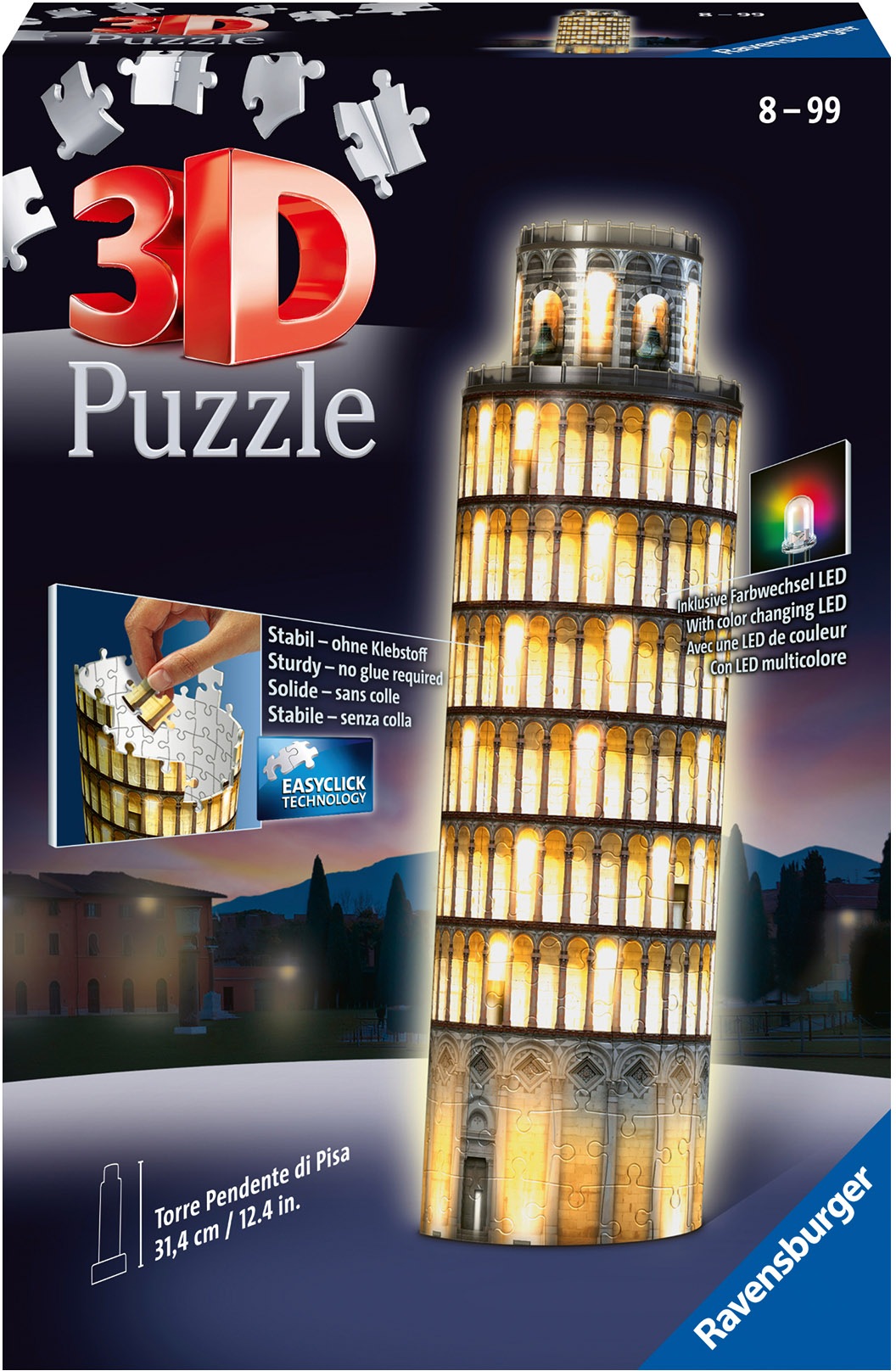 Ravensburger 3D-Puzzle »Schiefer Turm von Pisa bei Nacht«, mit Leuchtmodul inkl. LEDs; Made in Europe, FSC® - schützt Wald - weltweit