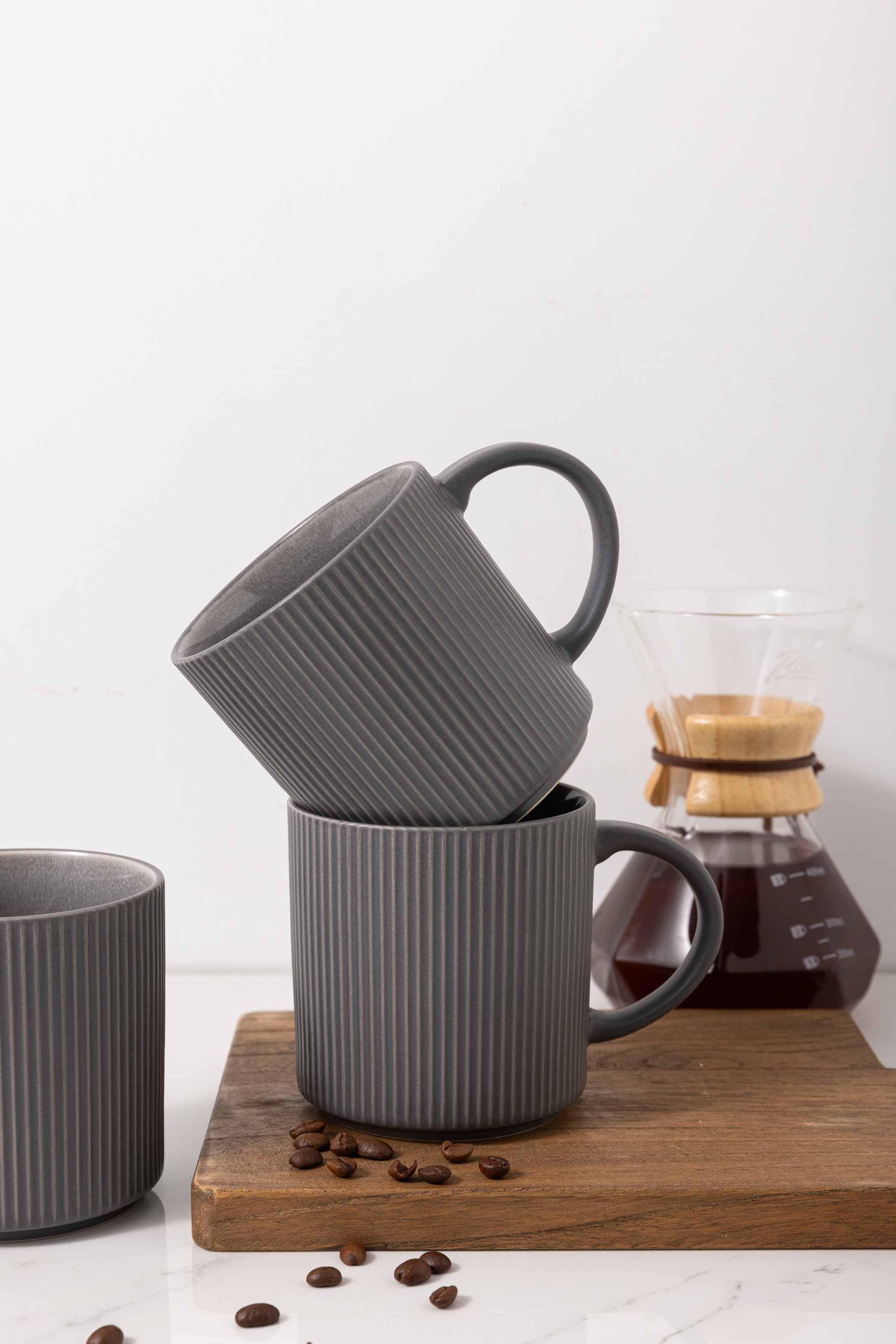 OTTO home Becher »Kaffeebecher Ylvii, 6er Set« Riffeloptik, spülmaschinenfest und mikrowellengeeignet, 460 ml