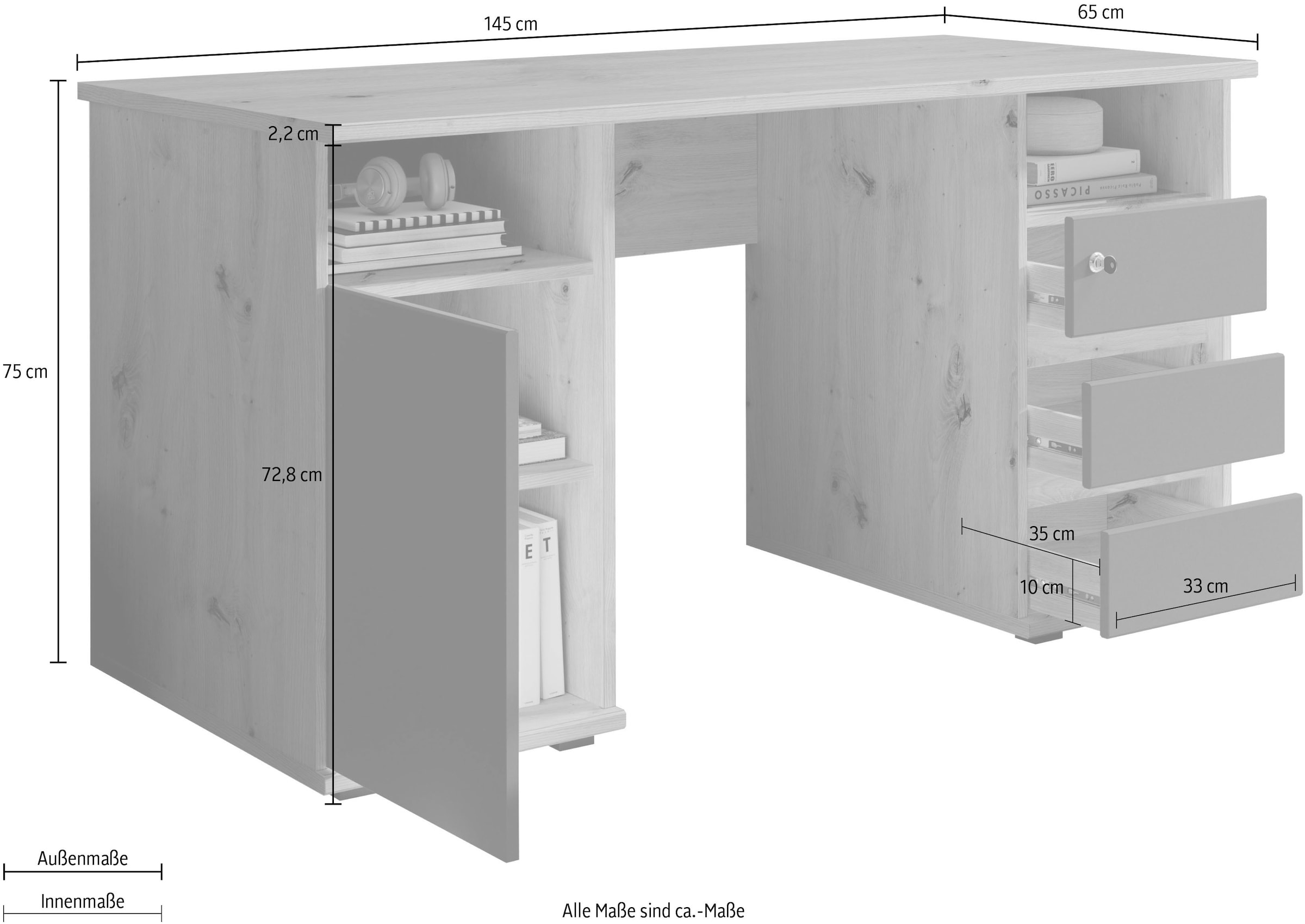 BEGA OFFICE Schreibtisch »Primus U2«, mit Schubkasten abschließbar, Gamingtisch geeignet