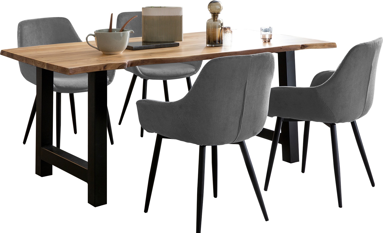 SalesFever Essgruppe »Stilvolle Essgruppe«, (Set, 5 tlg.), 5-teiliges Massivholz-Set, geölt und doppelt gewachst