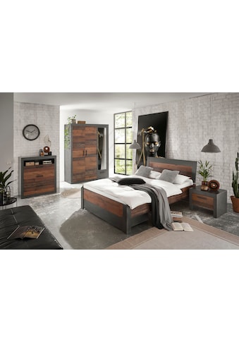 Schlafzimmer-Set »BROOKLYN«, (Set, 5 St.), Bett mit Holzkopfteil und Schublade