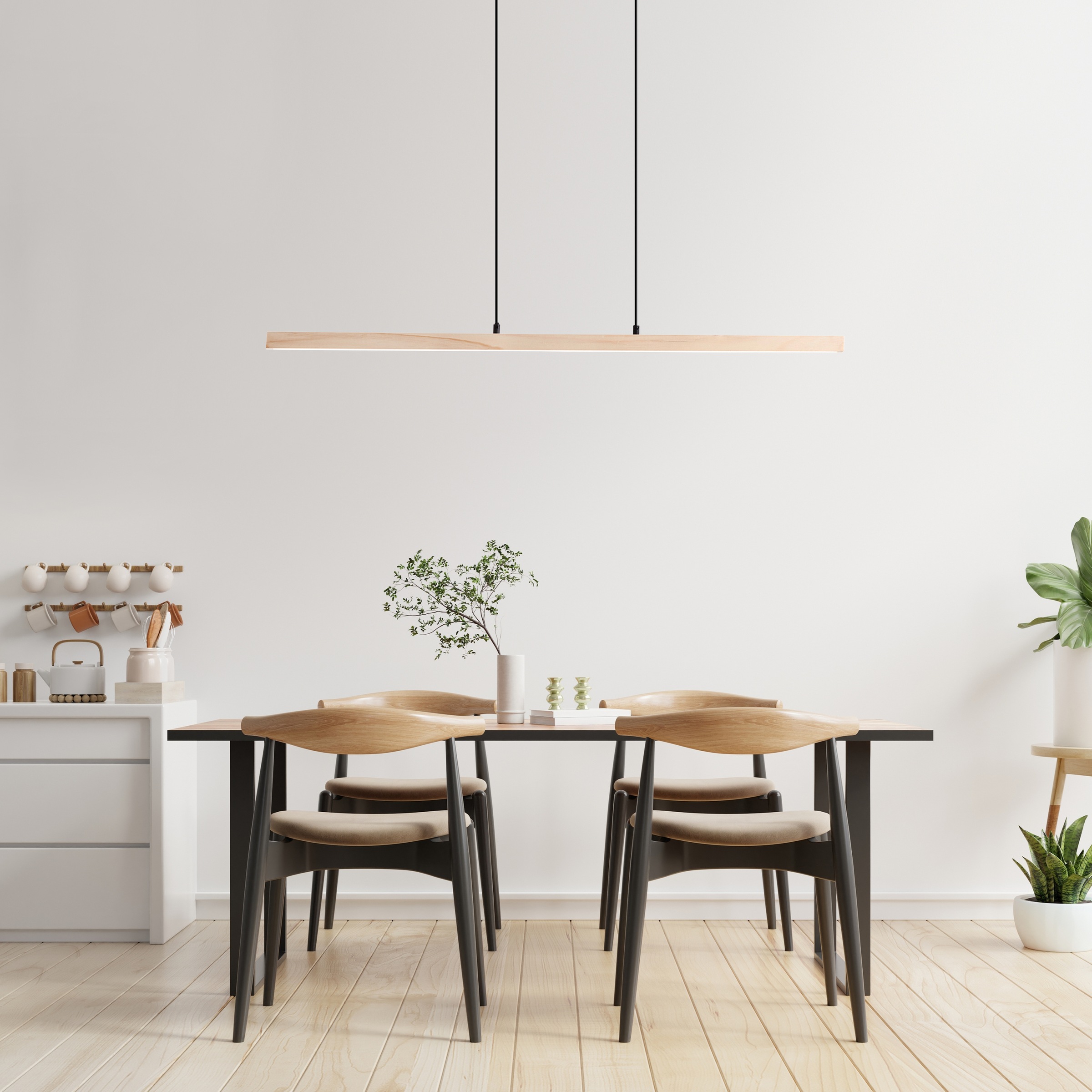 Brilliant LED Pendelleuchte »Arion«, aus Holz, 150 cm Höhe, 103 cm Breite, 2400 lm, 3000 K