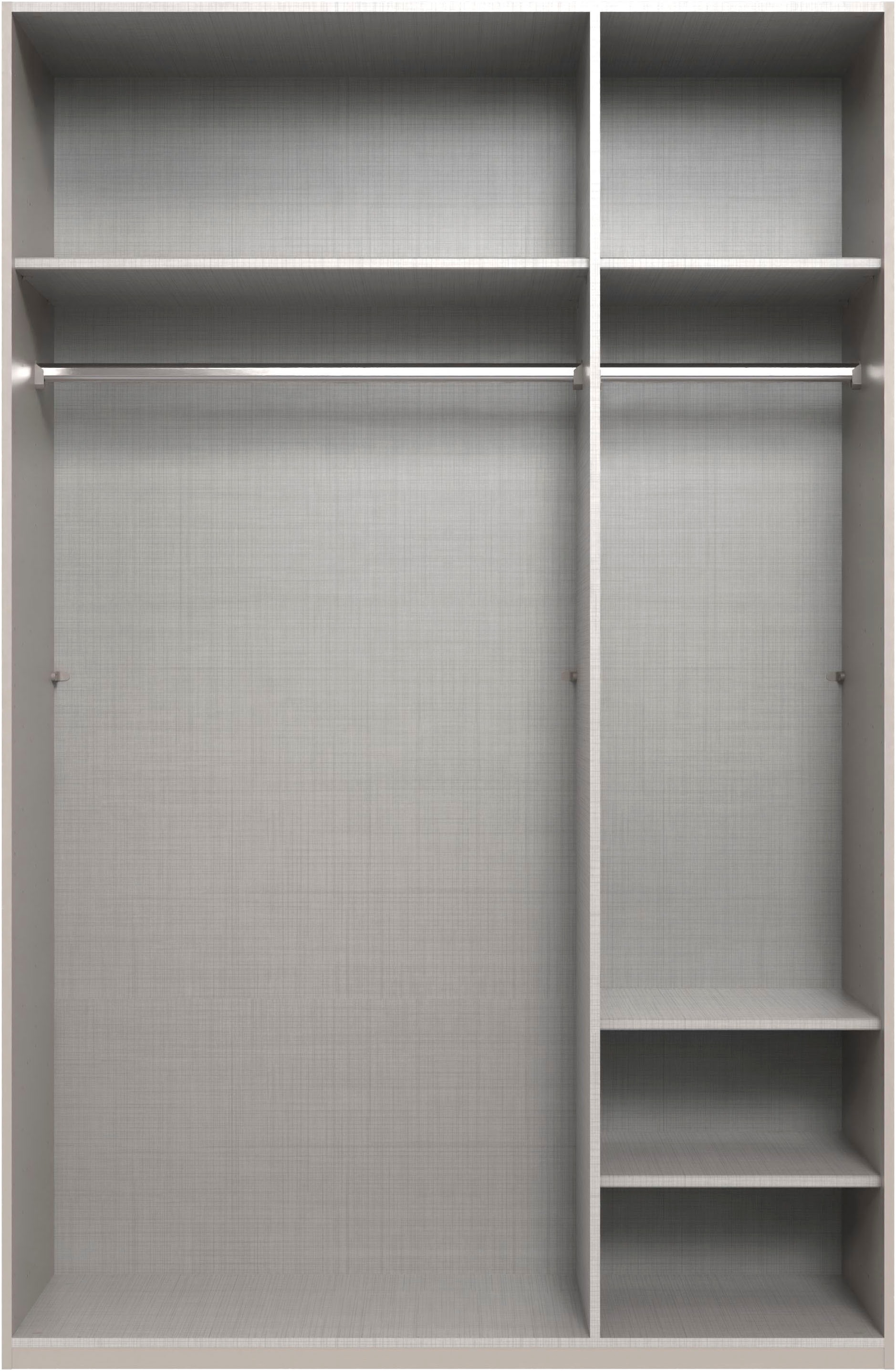 Wimex Kleiderschrank »Mugano, in 5 Breiten und 2 Höhen, Made in Germany«, (in Basic oder Premium Ausstattung mit 2 weiteren Einlegeböden), mit langen Griffstangen aus Metall, wahlweise mit oder ohne Spiegel