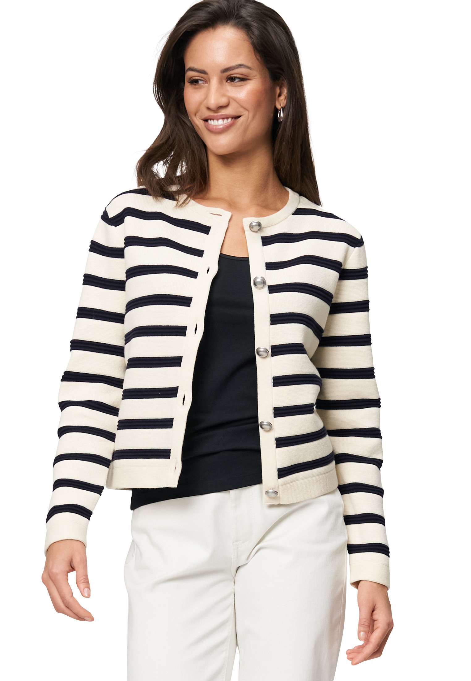 Zero Strickjacke »Strickjacke gestreift mit Knopfleiste«