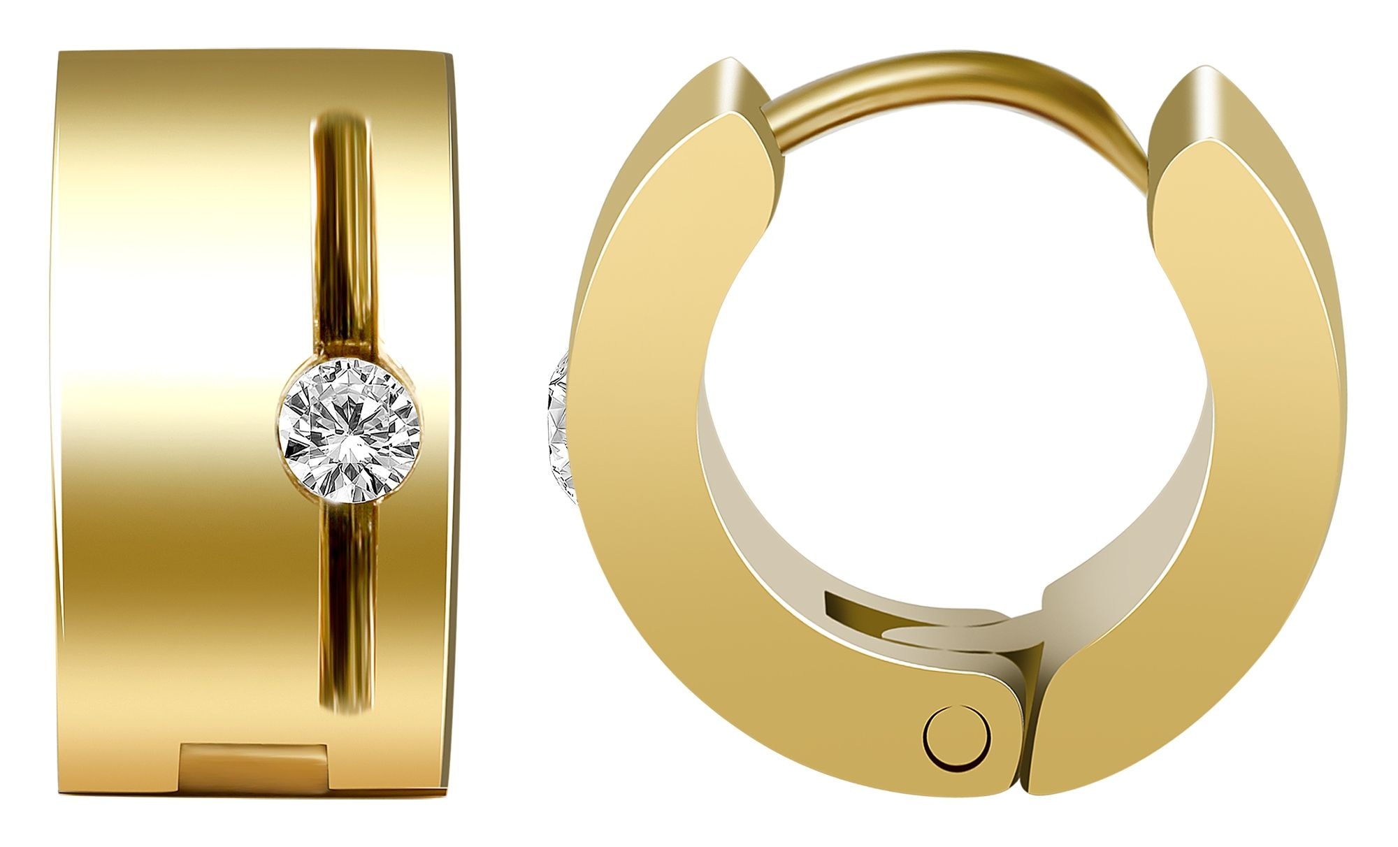 Adelia´s Paar Creolen »Damen Ohrringe ¿ Klappcreole aus Edelstahl mit Strass Steinchen«