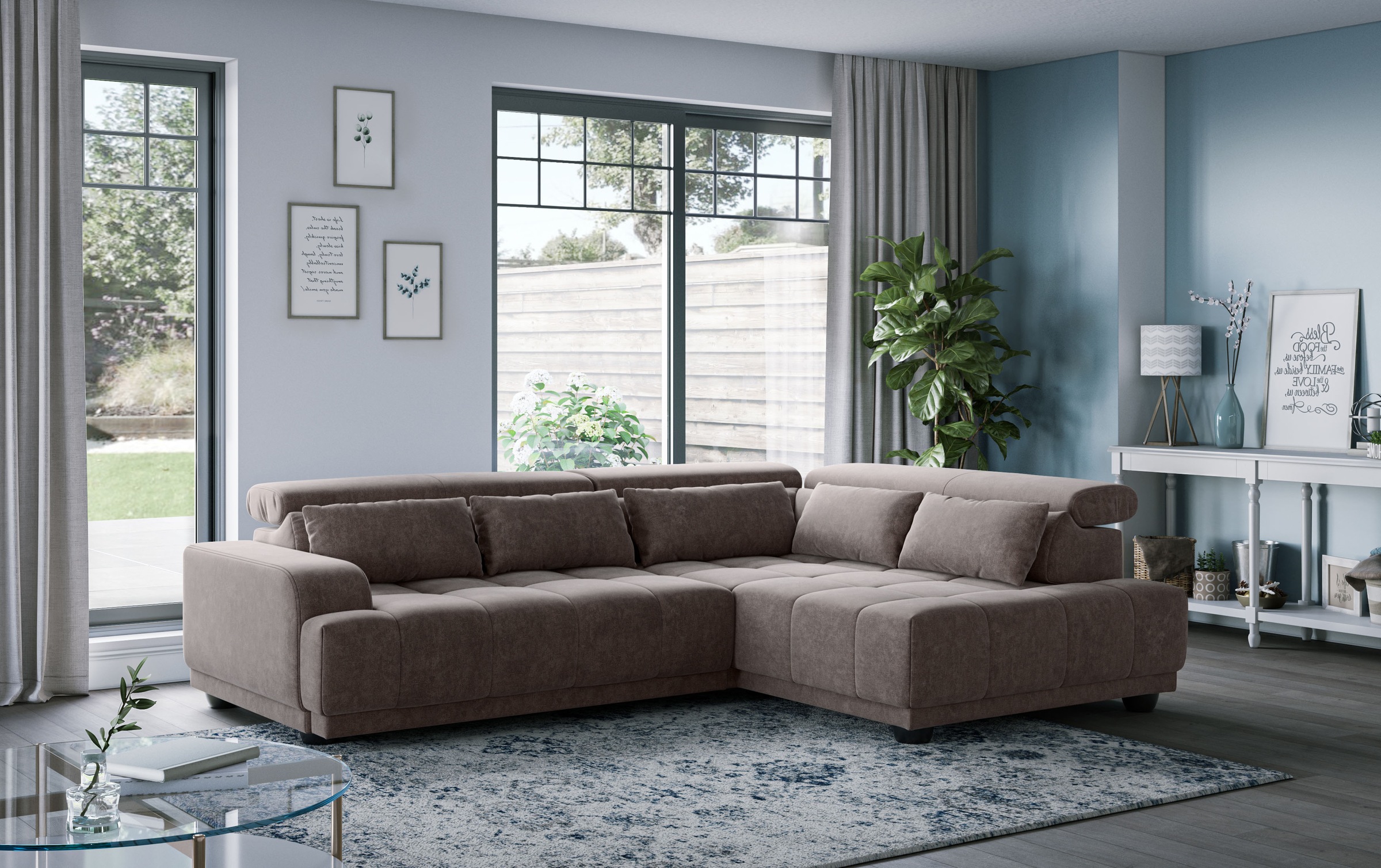 COTTA Ecksofa »Jade L Form, Breite: 270 cm, mit Kopfteilverstellung & Nierenkissen« optional elektr. Sitztiefenverstellung