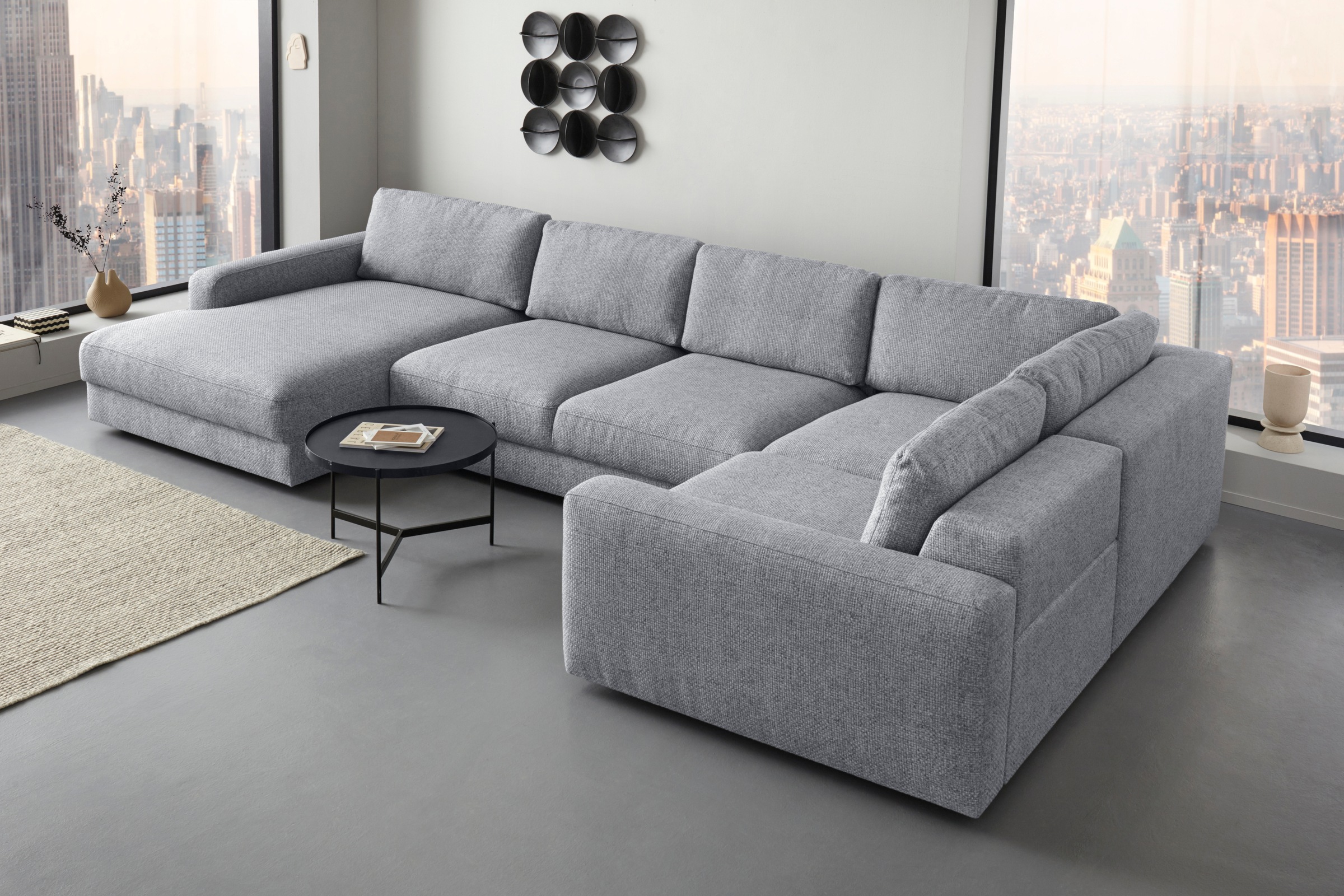 Places of Style Wohnlandschaft »Bloomfield, Mega Polsterprogramm, Breite 405cm, viel Platz, U-Form«, mit extra tiefer Sitzfläche, wahlweise mit Sitztiefenverstellung