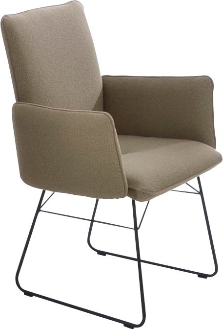 K+W Komfort & Wohnen Armlehnstuhl () 1 Stk.Drahtkufengestell in Metall schwarz, Griff am Rücken, Steppung im Sitz