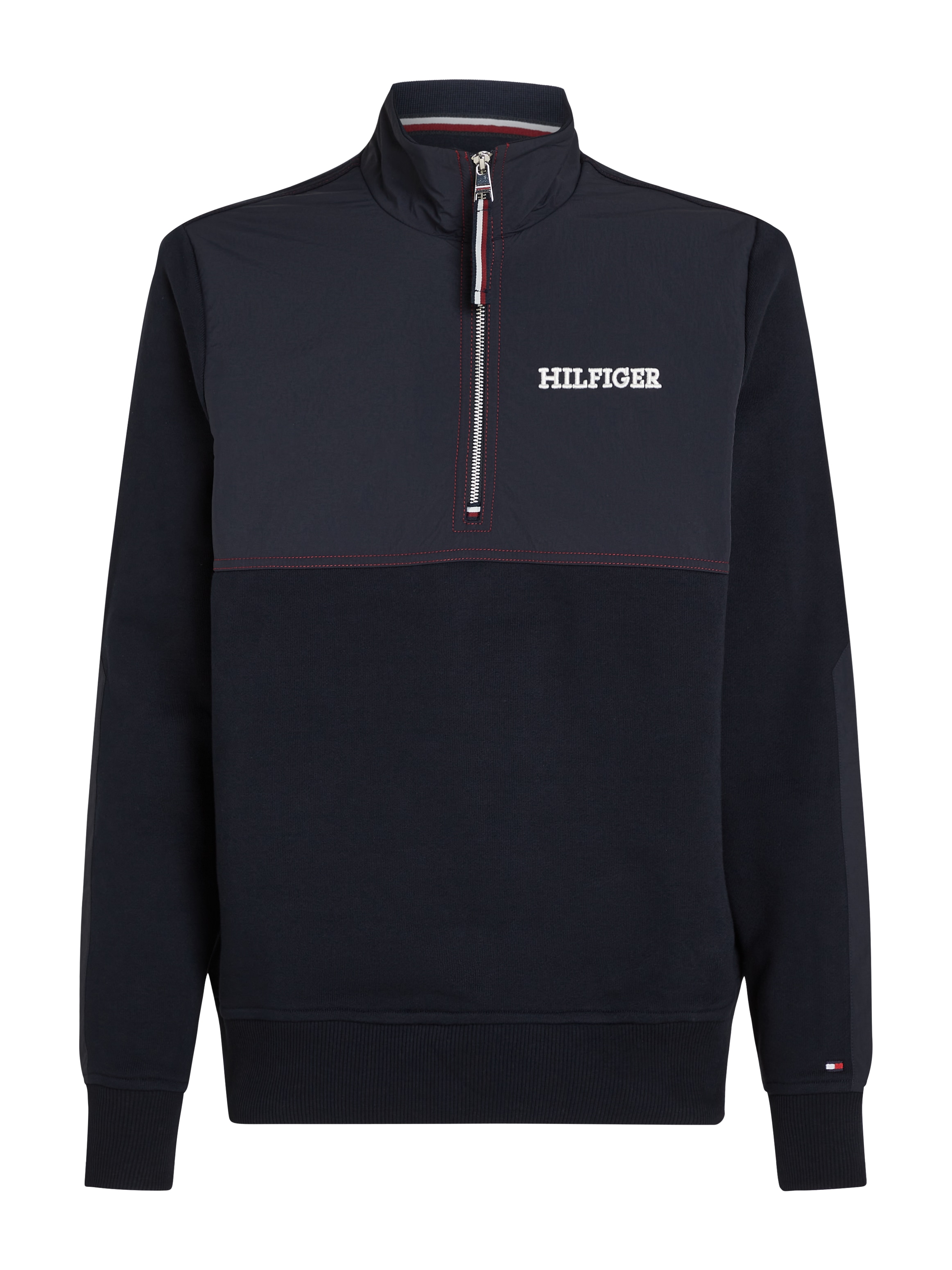 Tommy Hilfiger Sweatshirt »MONOTYPE MIX MEDIA HALF ZIP«, mit Einsätzen in anderen Materialien