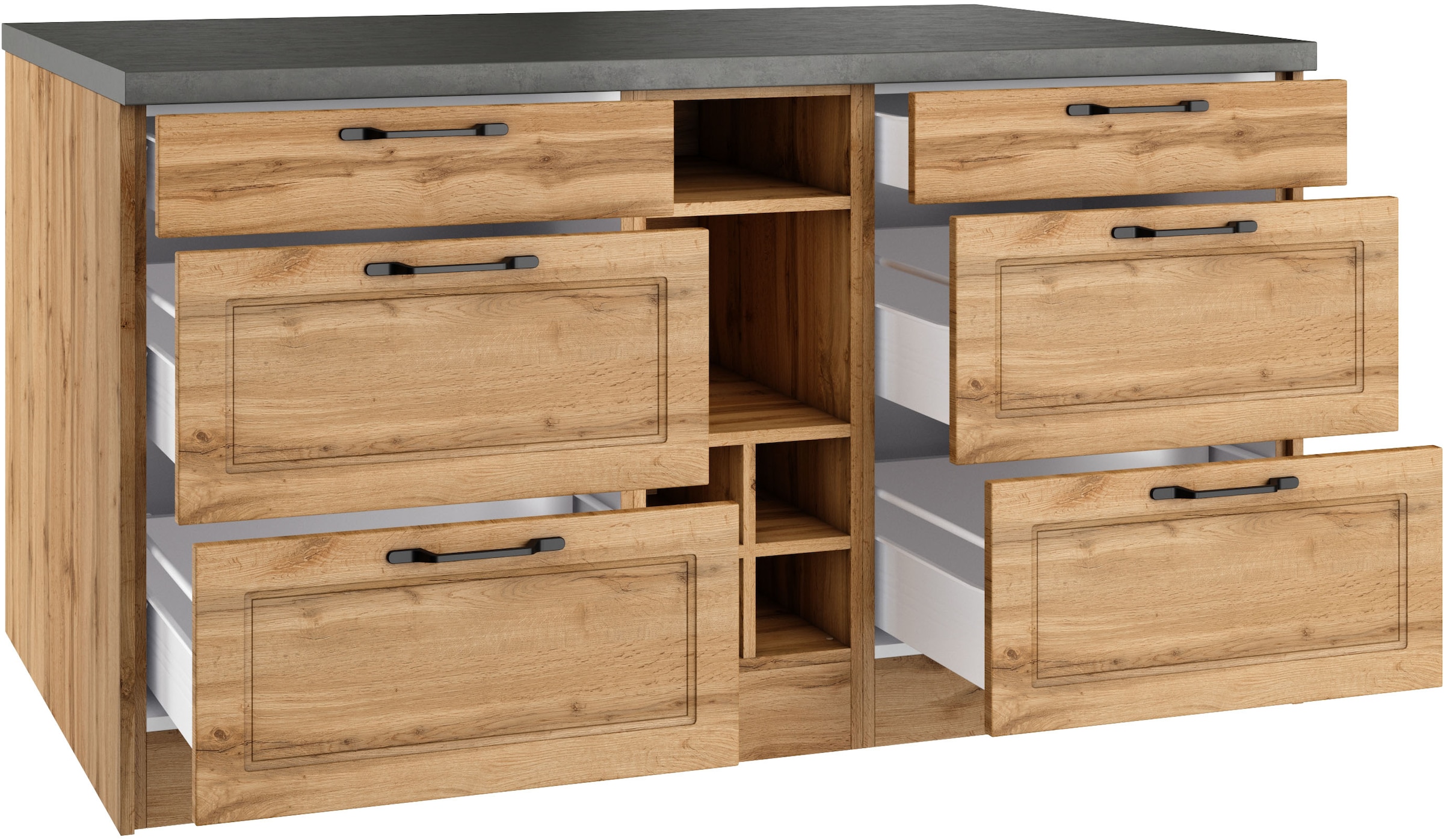 KOCHSTATION Kücheninsel »KS-Lani, Breite 153 cm, mit Flaschenregal«, MDF-Fronten, Arbeitsplatte 38mm stark