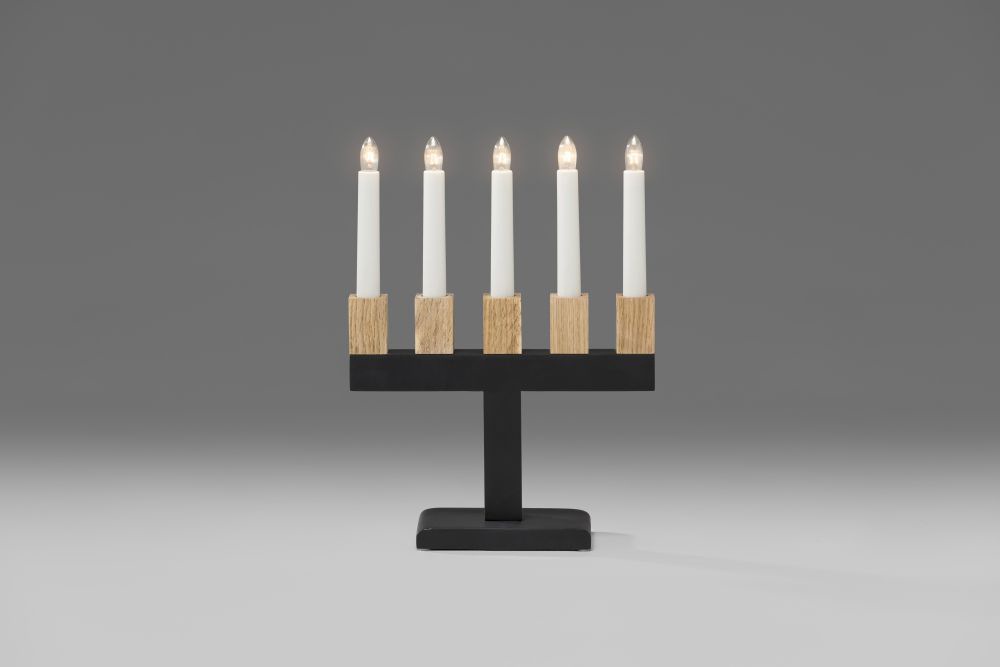 klare Kerzenhaltern, Fensterleuchter bei KONSTSMIDE online mit OTTO Birnen lackiert, 5 eichefarbigen »Holzleuchter, Weihnachtsdeko«, schwarz