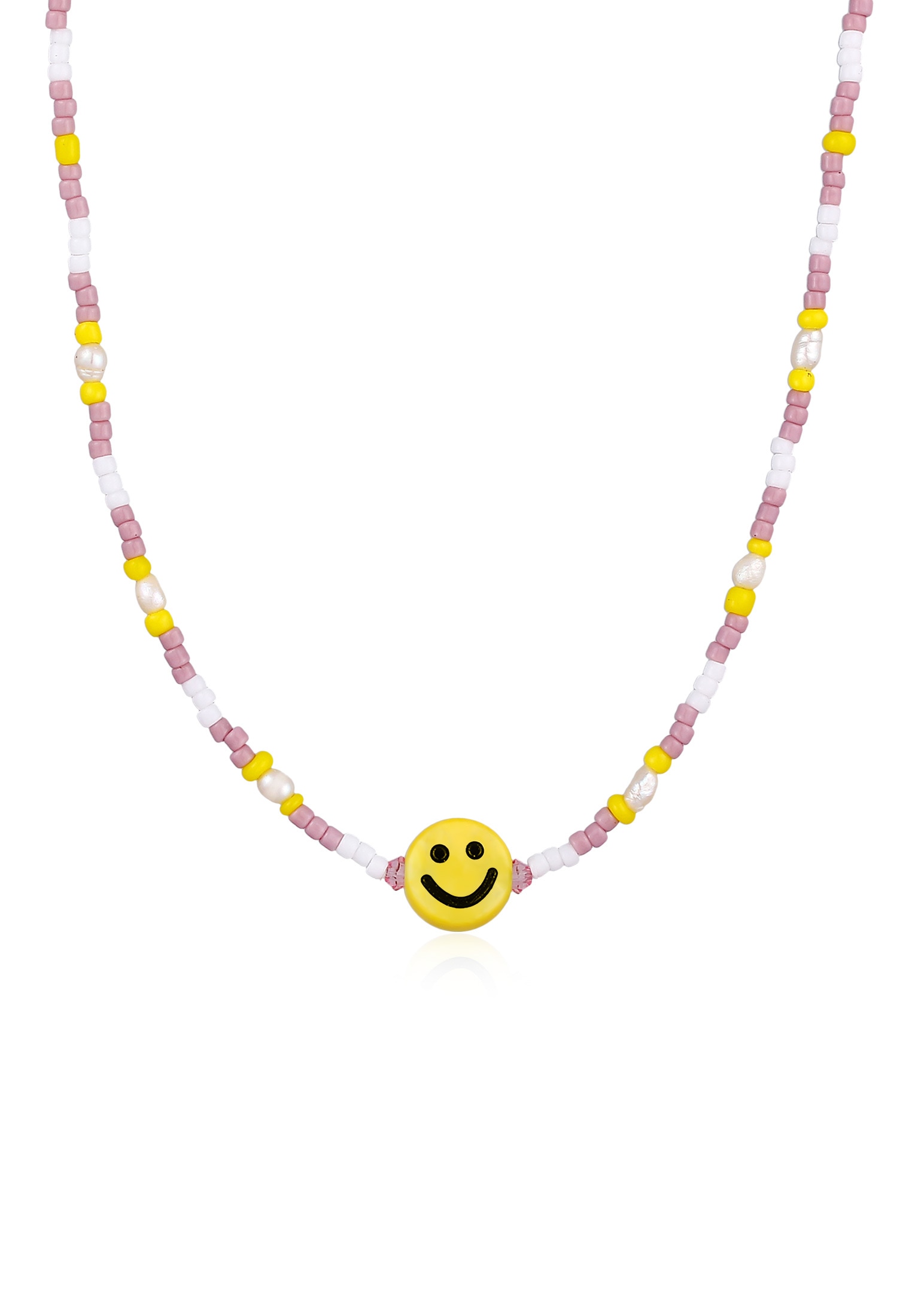 Bead-Ketten-Set »Halskette Süßwasserperlen Smiling Glas Bead 925 Silber«