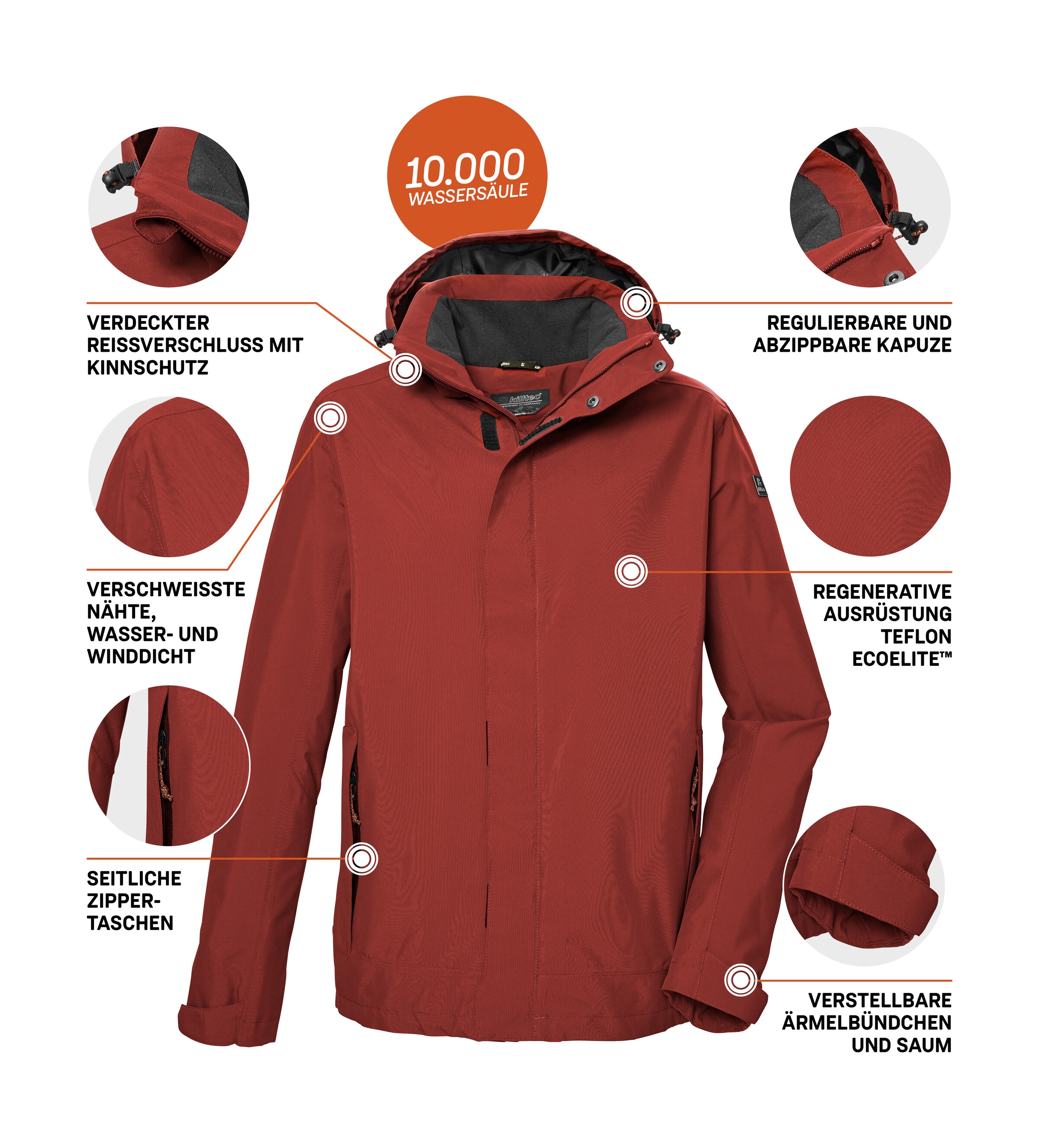 Killtec Funktionsjacke »KOS 87 MN JCKT« Wasser- und winddicht, atmungsaktiv, abnehmbare Kapuze