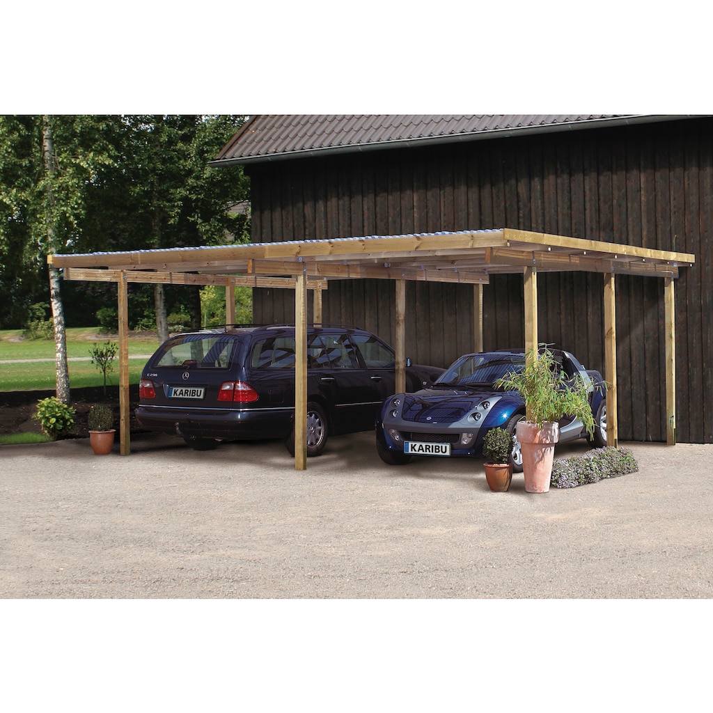 Karibu Doppelcarport »Eco 1«, Holz, 250 cm, braun