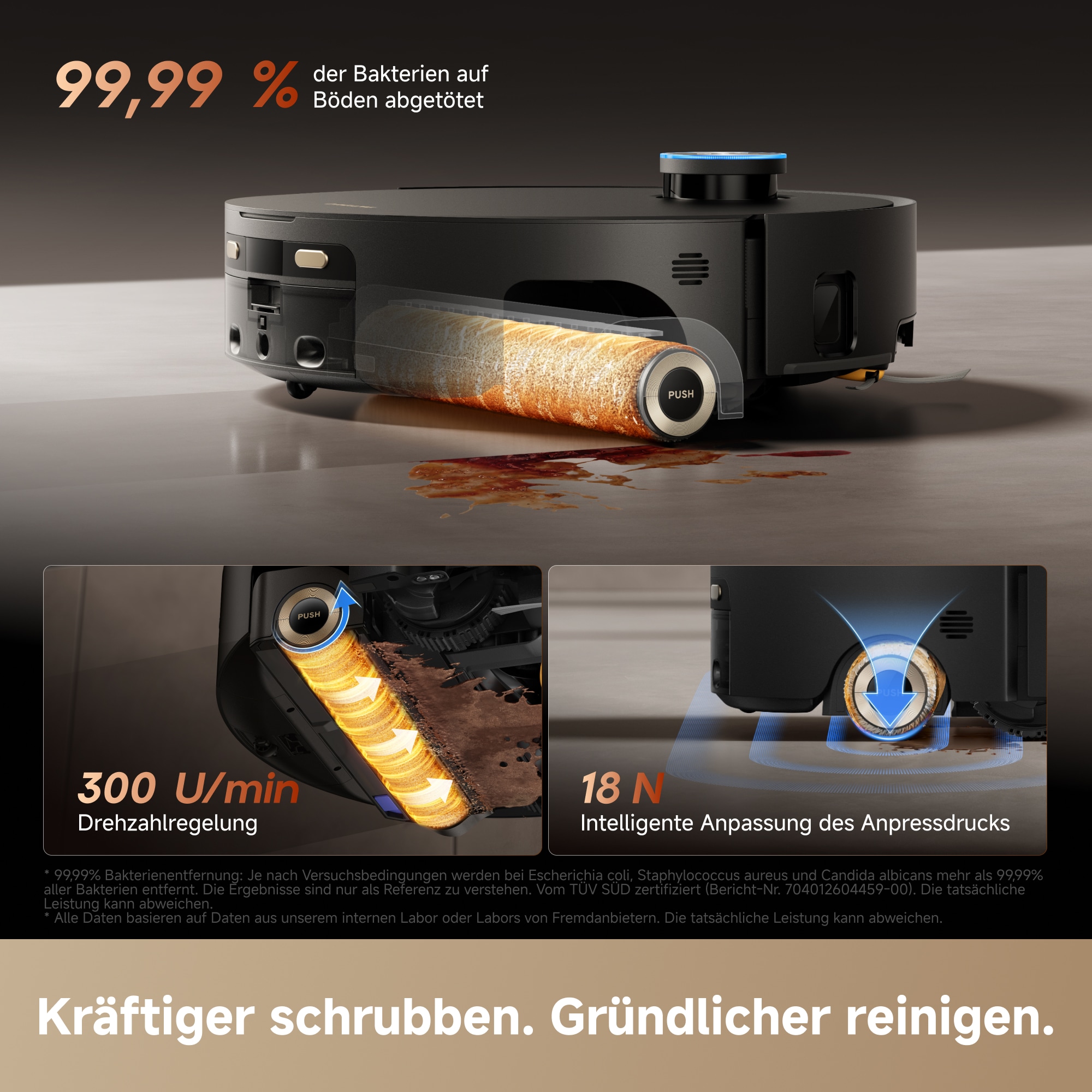 Dreame Nass-Trocken-Saugroboter »Aqua20 Pro Ultra Roller X Complete Marble Black« Vollautomatische Absaugstation, App-Steuerung