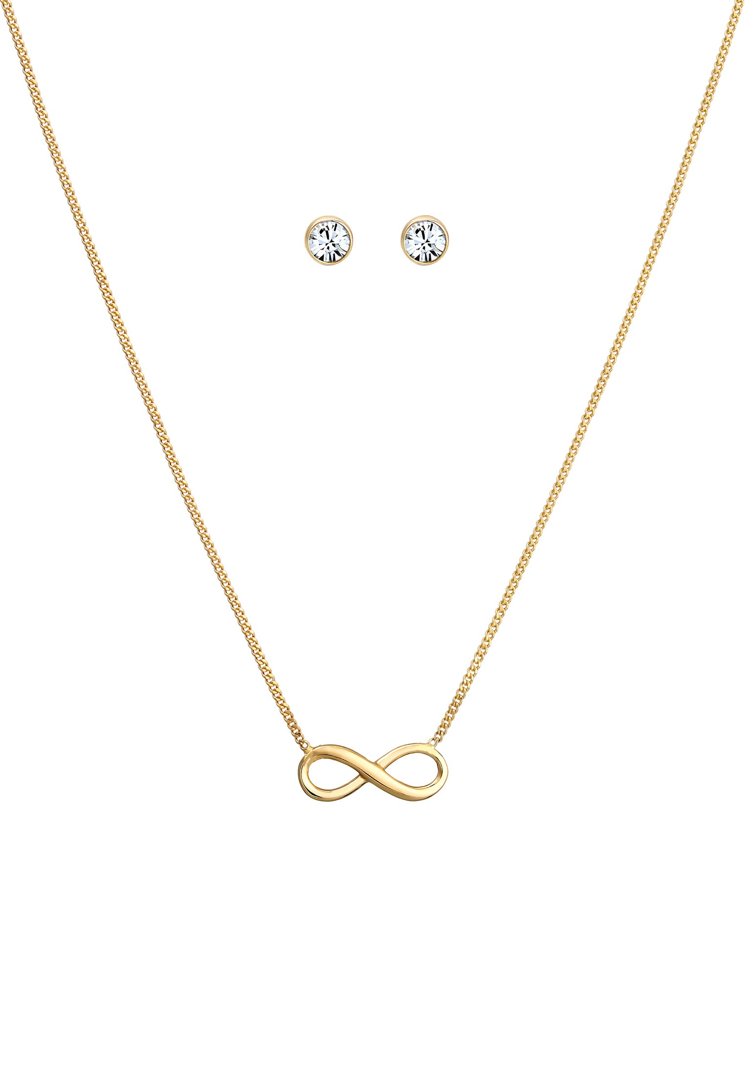 Elli Ohrring und Ketten Set »Schmuckset Infinity Ohrstecker Kristalle Silber«