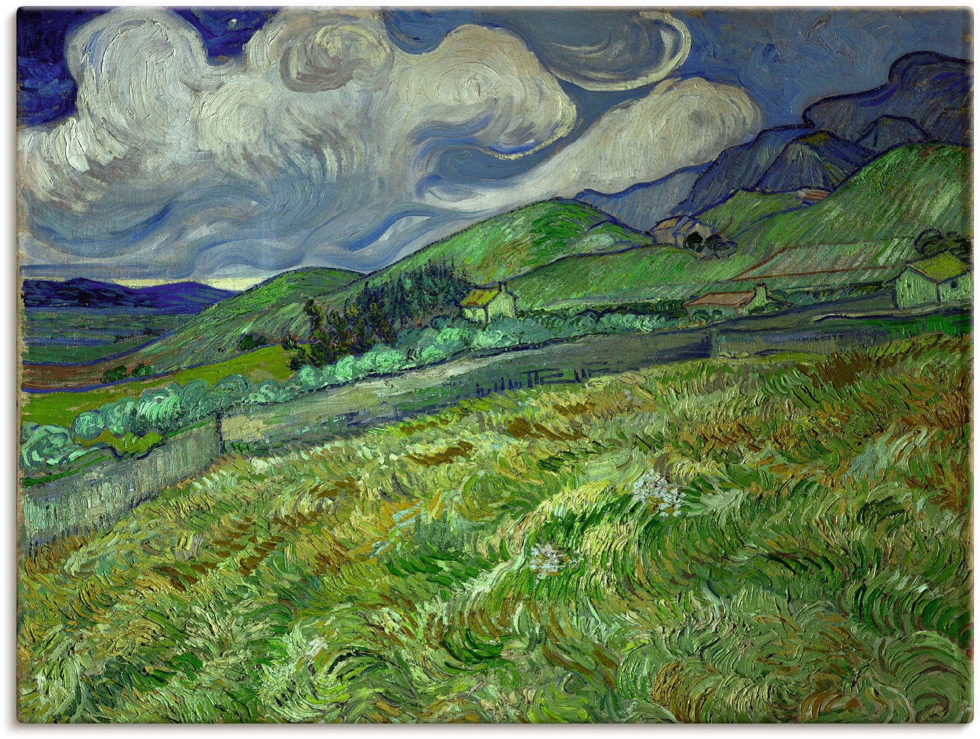 Artland Wandbild »Berglandschaft, Hospital Saint-Paul«, Felder, (1 St.), in vielen Größen & Produktarten -Leinwandbild, Poster, Wandaufkleber / Wandtattoo auch für Badezimmer geeignet
