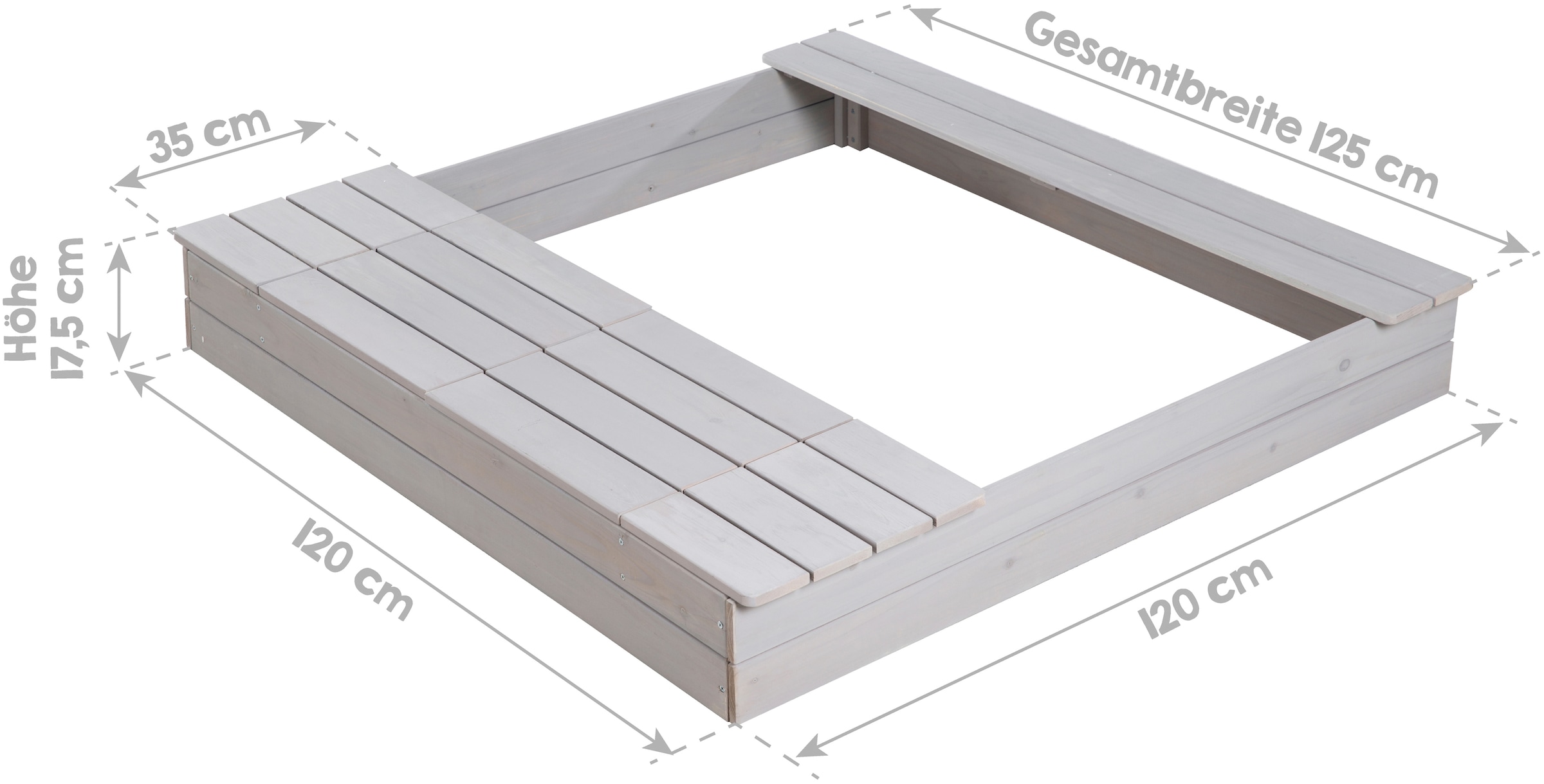 roba® Sandkasten »Outdoor+«, 2 Spielwannen und 4 abnehmbaren Sitzplätzen, HxBxT: 17,5x125x120 cm