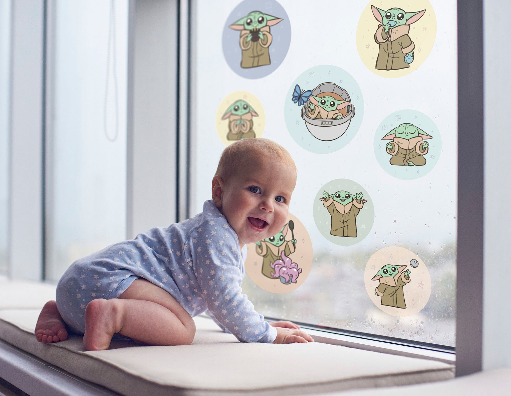 Komar Fensterdekoration »Fenstersticker - Grogu - Padawan Bubbles  - Größe 30 x 30 cm, 2 Bogen«