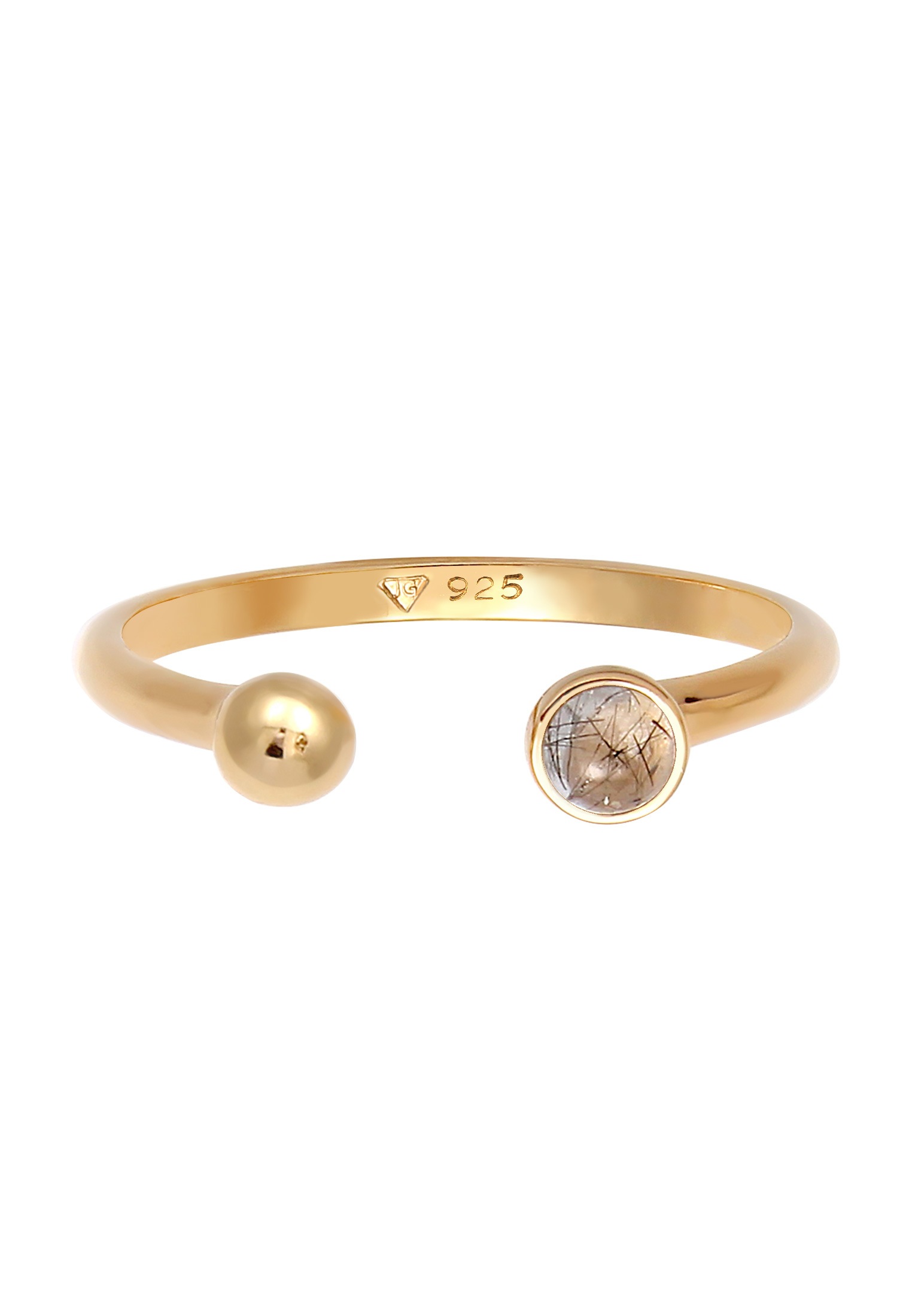 Elli Silberring »Ring Offen Verstellbar Turmalin Quarz Kugel 925 Silber«