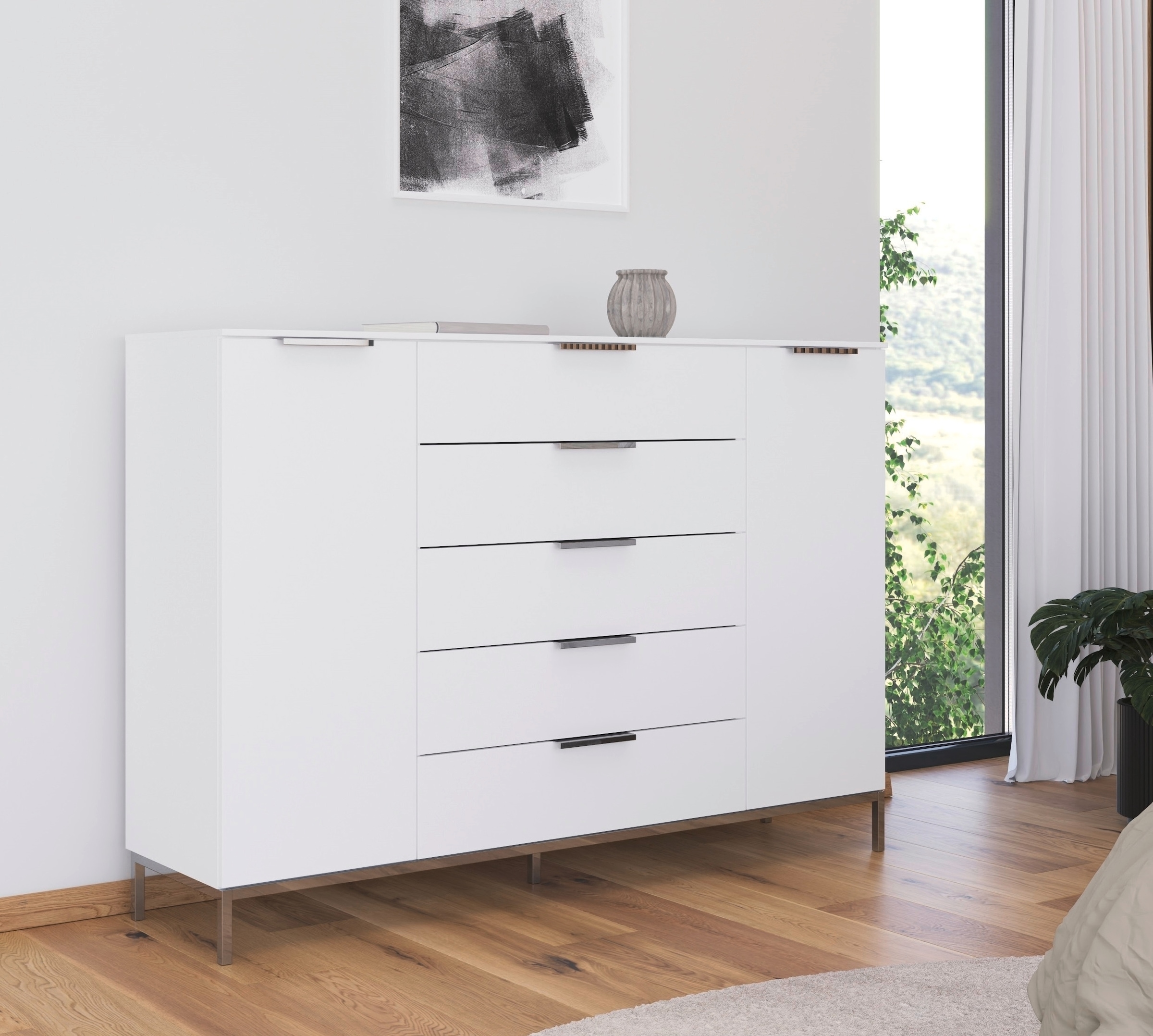 rauch Kombikommode »Kommode Türkommode Sideboard Kombikommode FLIPP« Breite 160/180 cm mit 4 Einlegeböden,  2-türig mit  5 Schubladen und Soft-Close-Funktion in zwei Breiten