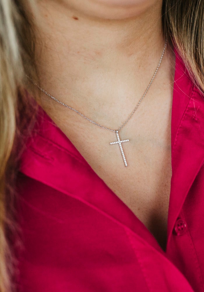 Julie Julsen Kette mit Anhänger »Halskette KREUZ Glitzersteine, JJNE01024.1, JJNE01024.2, JJNE01024.3«, mit Zirkonia (synth.)