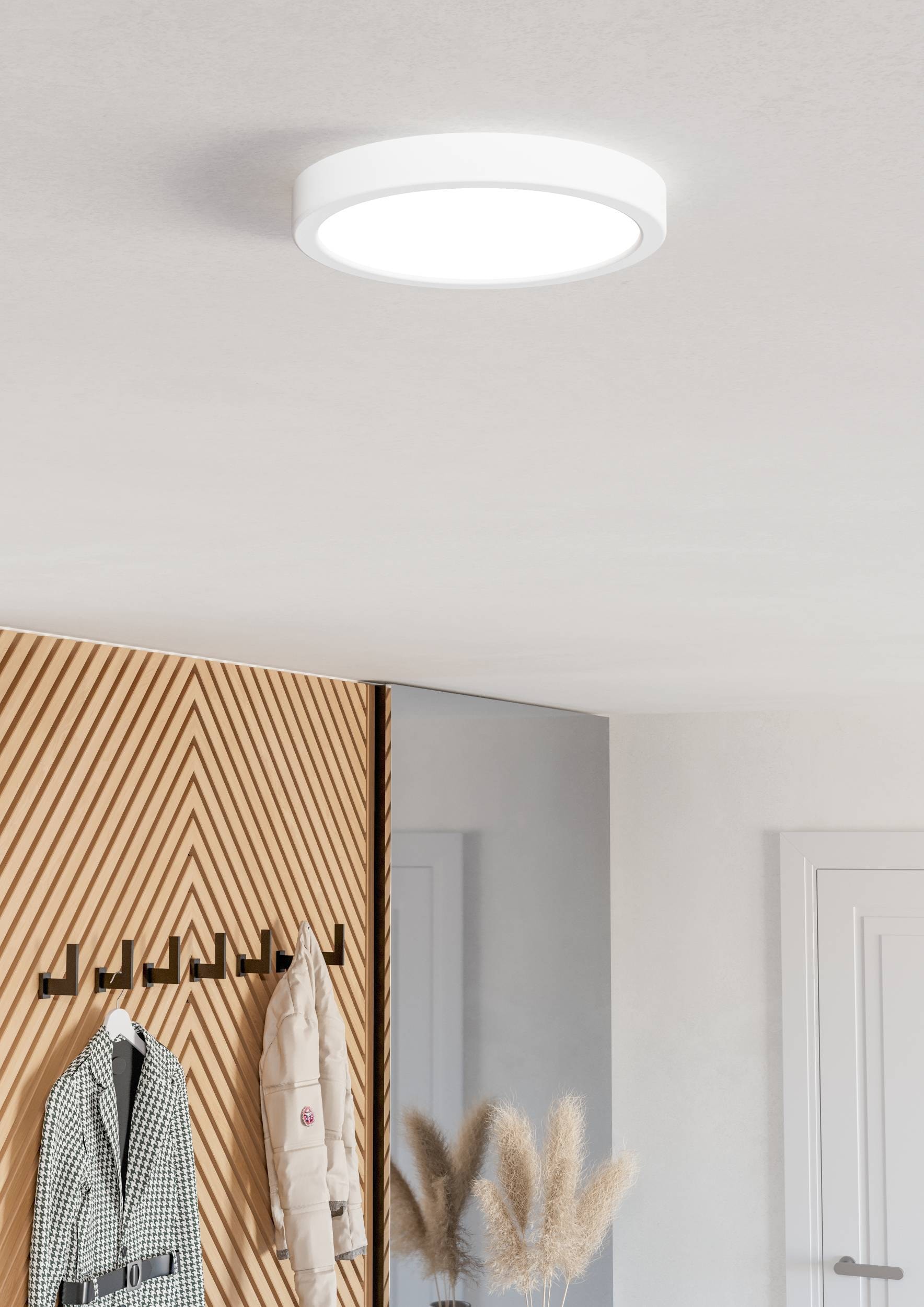 EGLO Aufbauleuchte »Fueva 6-Z Deckenlampe, ZigBee, App und Sprachsteuerung, Badlampe, IP44« LED-Modul 1 Stk. Kaltweiß | RGB Aufbauleuchte - H2,5 x Ø21,1 cm - weiß - 11,2W inkl.