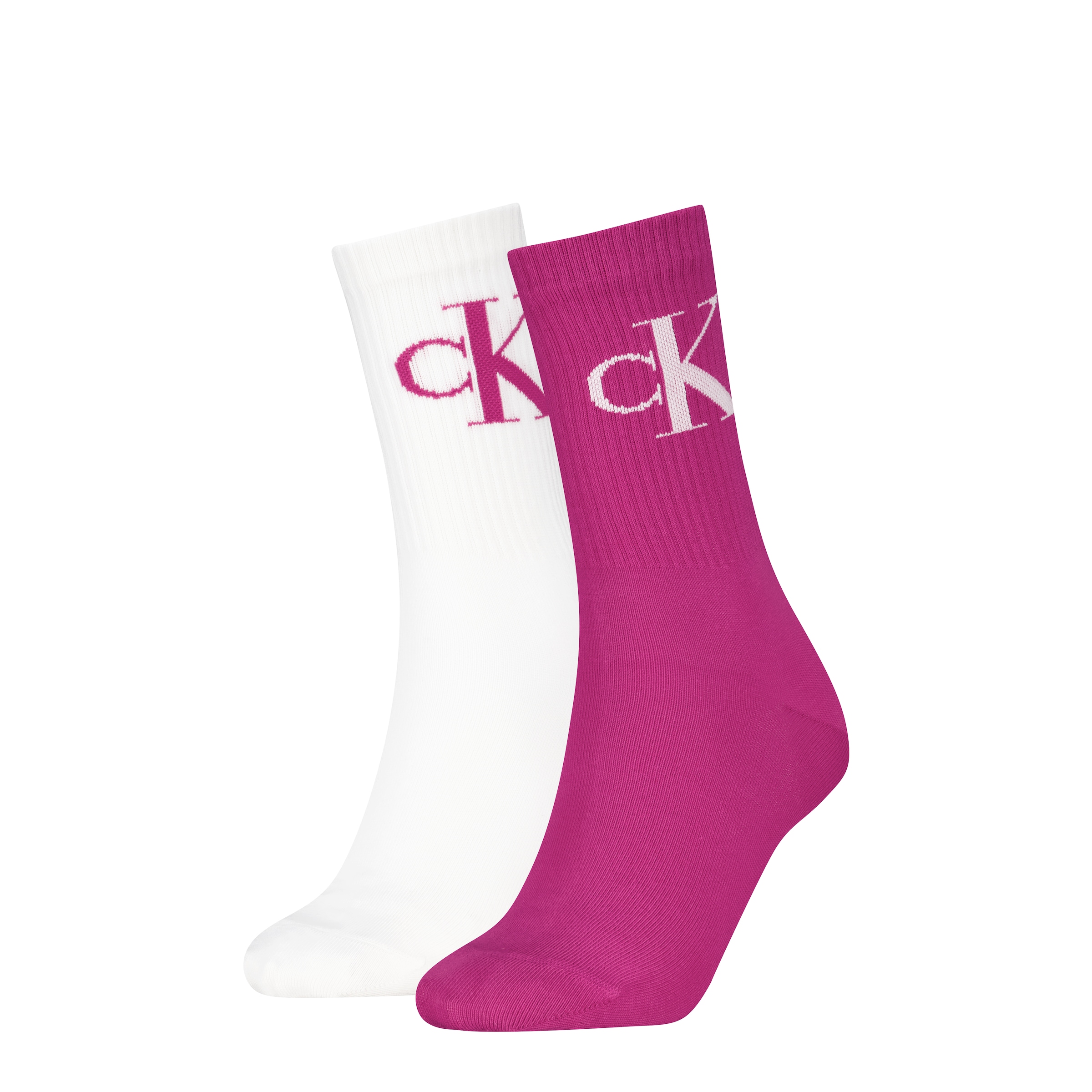 Calvin Klein Jeans Socken »CKJ WOMEN  SOCK 2P MONOGRAM« 2 Paar, 2 Paar tlg. mit extra breitem Bündchen, Cotton-Mix, elastisch