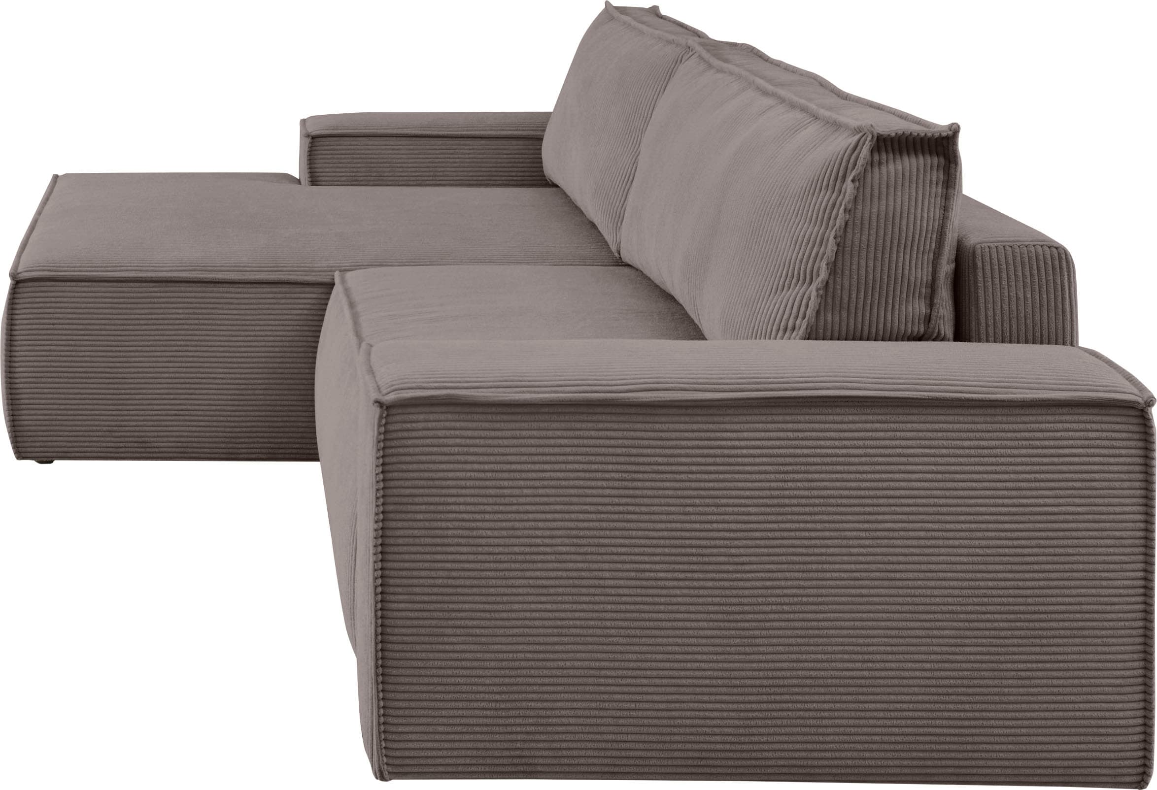Home affaire Ecksofa »SHERWOOD Schlafsofa 267 cm, L-Form,«, Schlaffunktion mit Bettkasten (210x136 cm), Cord, Vintage, Samtvelours