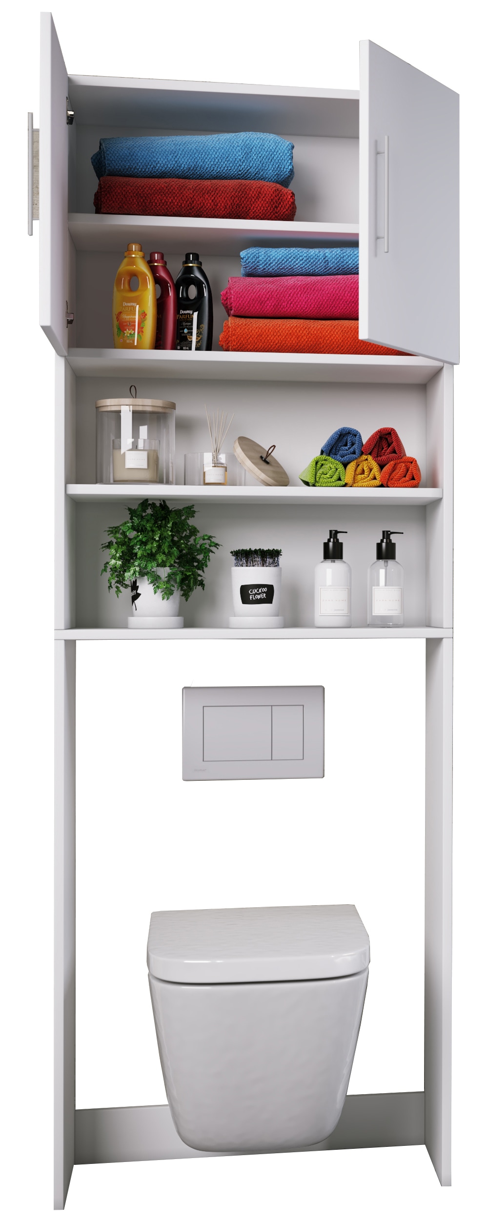 VCM Hochschrank »VCM Holz WC Toilette Regal | Toilettenüberbau | Überbauschrank | Wandschrank | Maße ca. B. 64 x H. 190 x T. 25 cm - Totas«, (1 St.)
