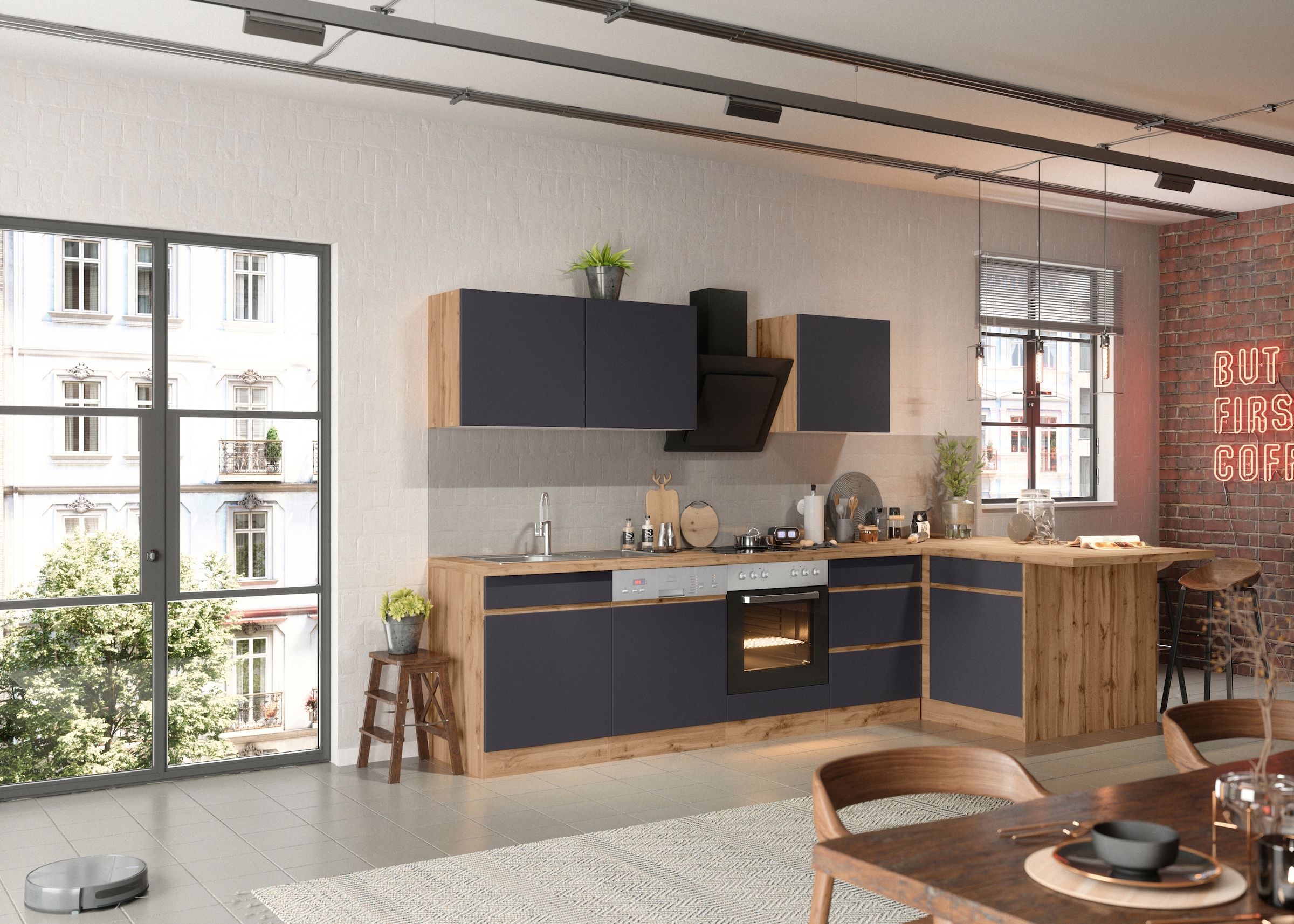 KOCHSTATION Winkelküche »KS-Riesa« Stellbreite 340x150 cm, wahlweise mit oder ohne E-Geräte