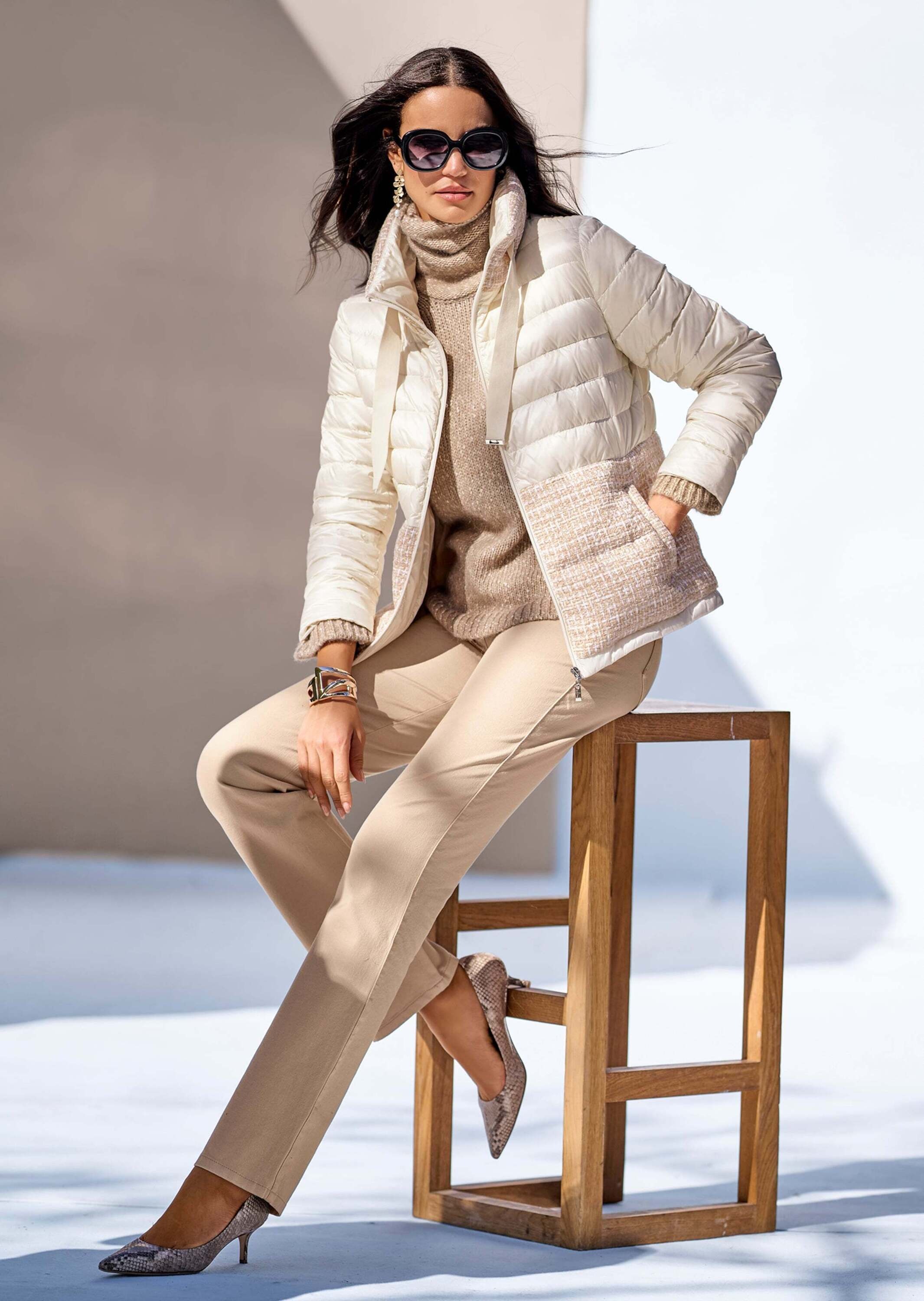 MADELEINE Steppjacke »Steppjacke Steppjacke mit Bouclé-Partien«