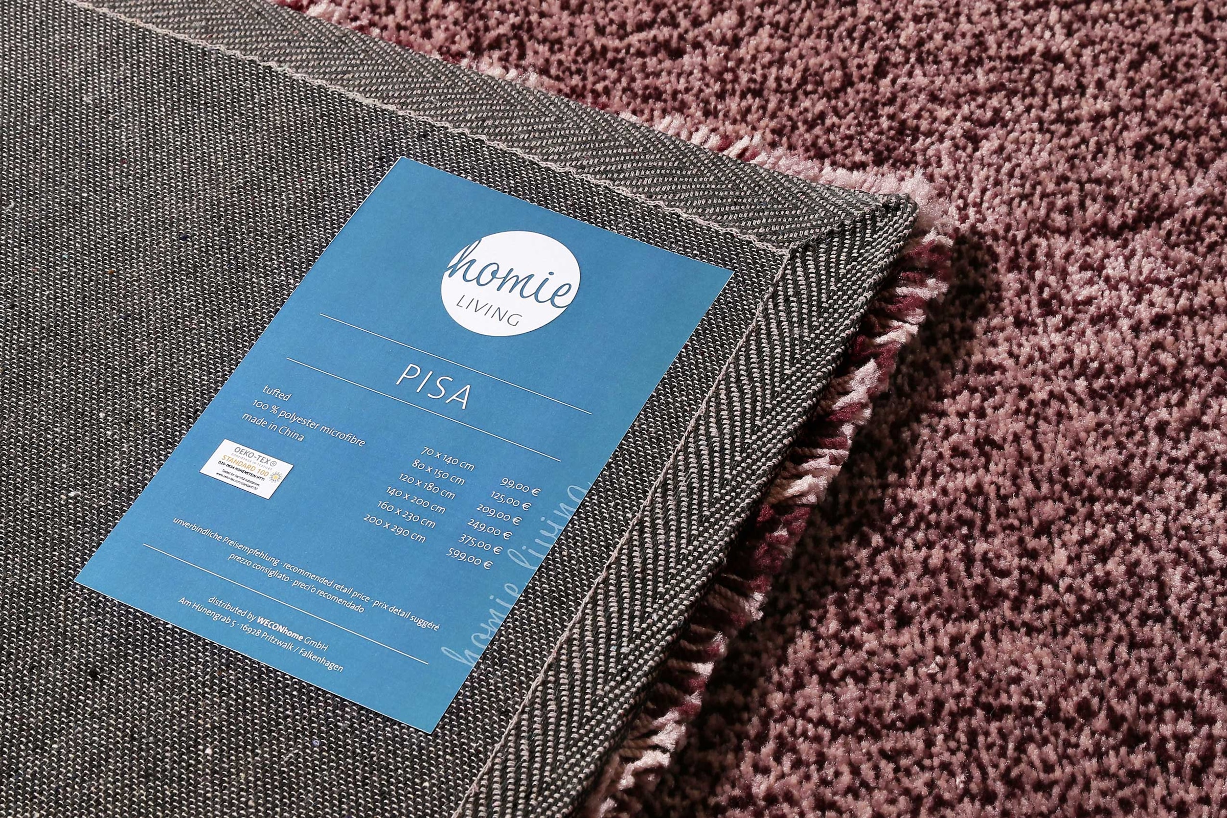 Homie Living Teppich »Pisa«, rund, 25 mm Höhe, Hochflor, Microfaser, uni, weich, Shaggy, Wohnzimmer, Schlafzimmer