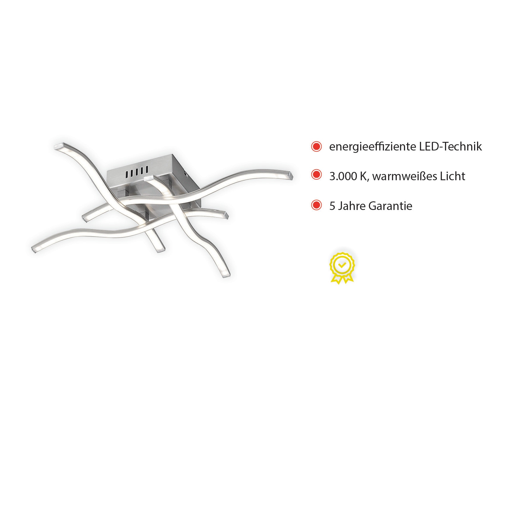 JUST LIGHT Deckenleuchte »WAVE« LED-Board 1 Stk. Warmweiß LED