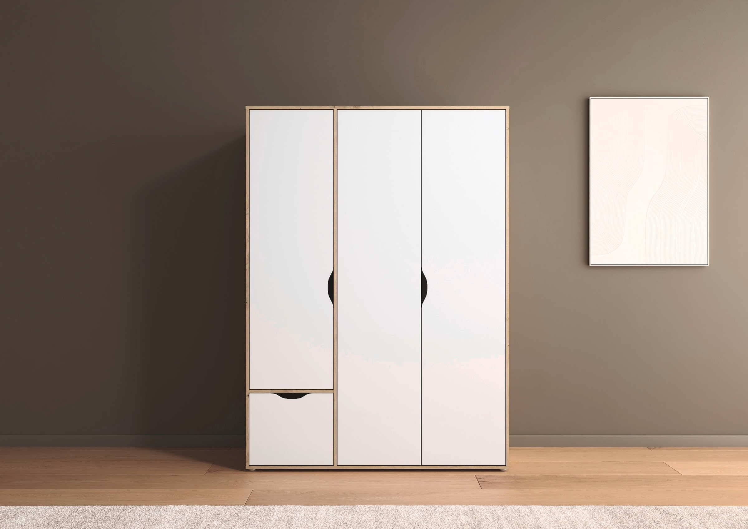 rauch Drehtürenschrank »Kleiderschrank Schrank Garderobe Wäscheschrank NARAI mit Schubladen« in 3 verschiedenen Ausstattungen BASIC/CLASSIC/PREMIUM,  Griffausfräsungen für eine grifflose Optik TOPSELLER MADE IN GERMANY