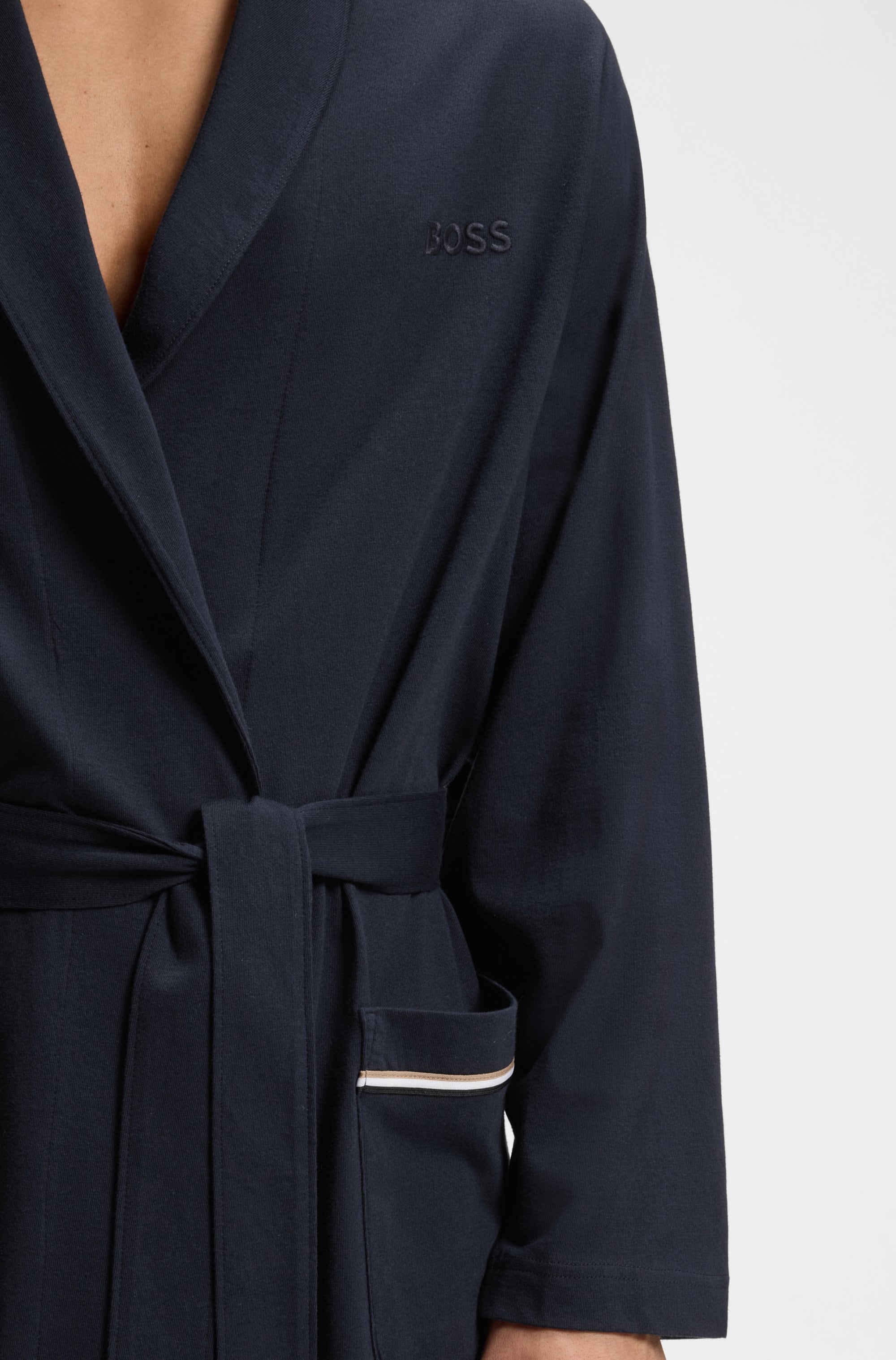 BOSS Morgenmantel aus Baumwoll-Jersey mit Logo-Stickerei