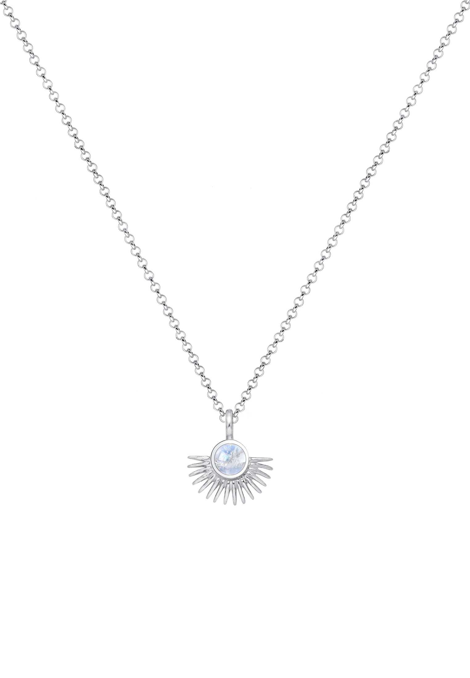 Elli Silberkette »Halskette Sonne Mondstein Weiß 925 Sterling Silber«