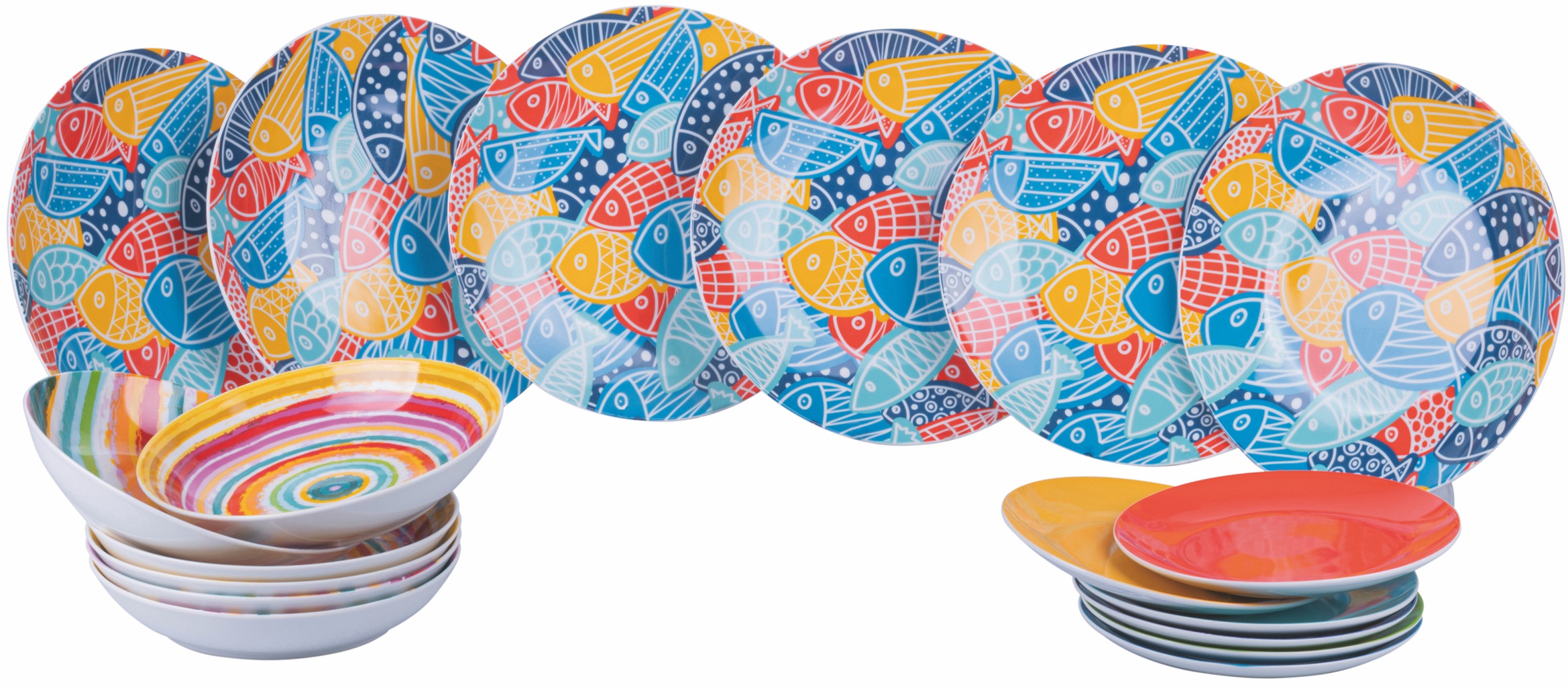Villa d'Este Teller-Set »Can Fisher«, (Set, 18 tlg.), Tafelservice 18-teilig für 6 Personen