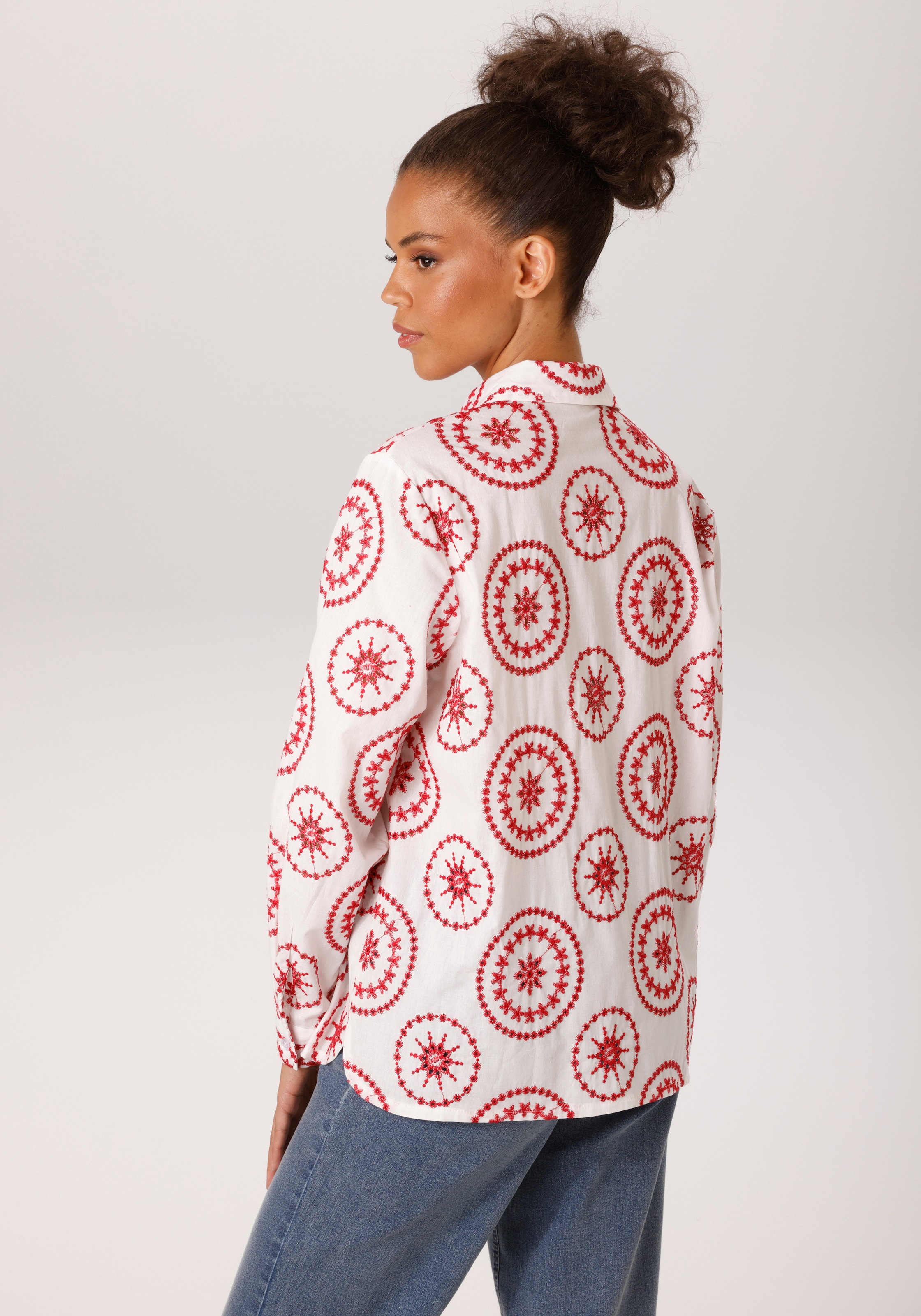 Aniston CASUAL Hemdbluse mit Lochmuster und Stickereien aufwändig verziert - NEUE KOLLEKTION