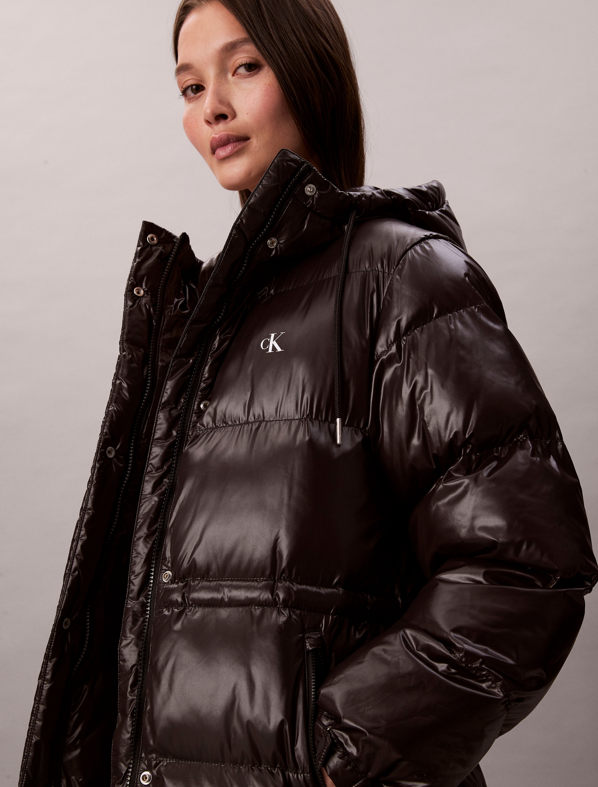 Calvin Klein Jeans Steppmantel »SHINE LONG PUFFER COAT« Mit Rundhalsausschnitt, regular fit