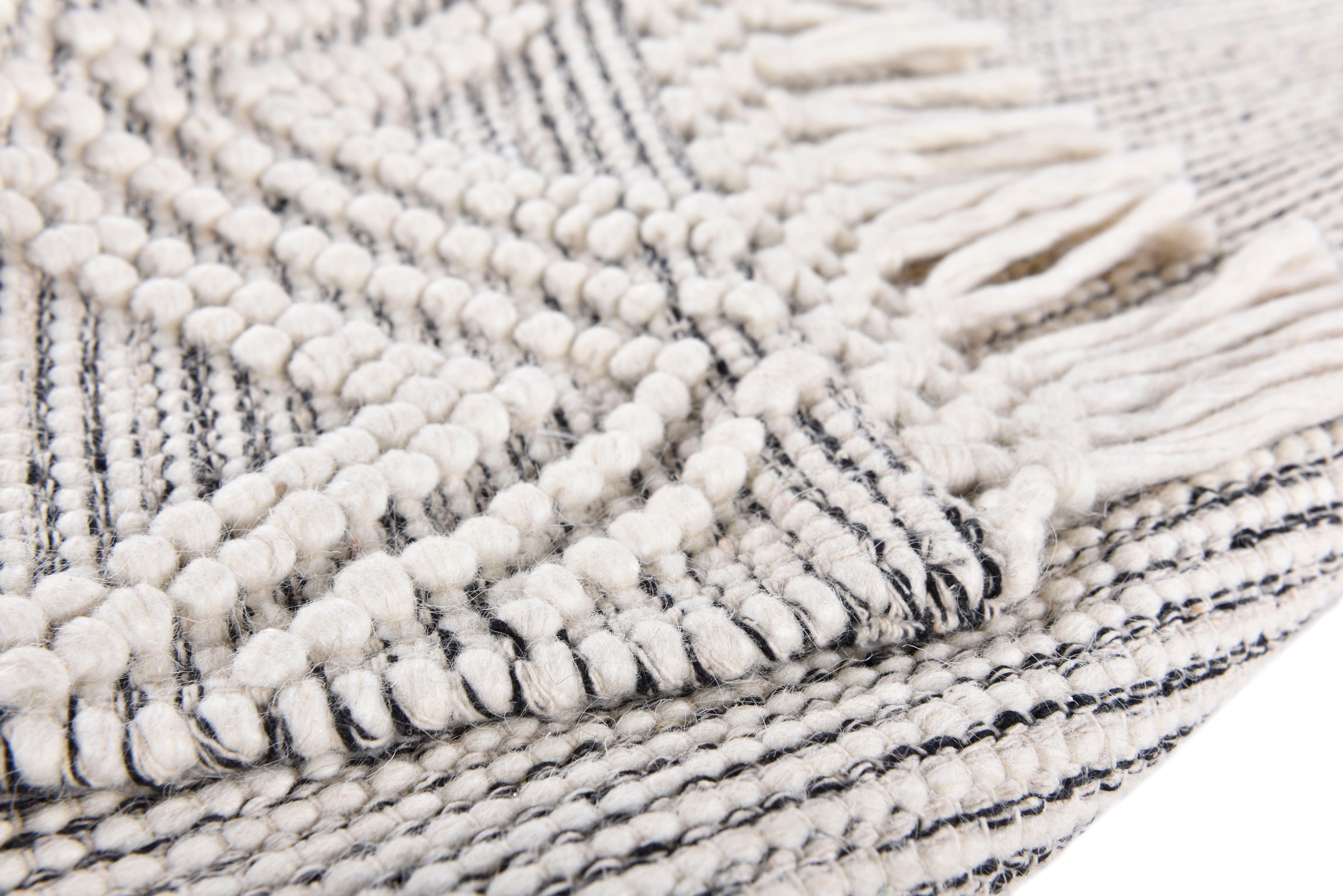 THEKO Wollteppich »Visby - 702«, rechteckig, 10 mm Höhe, Handweb Teppich, reine Wolle, handgewebt, Rauten Design, mit Fransen
